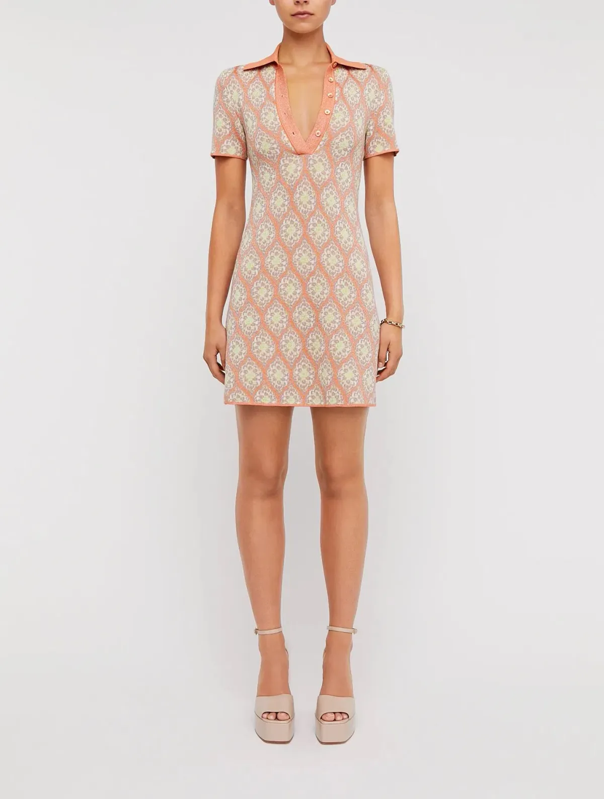 Scanlan Theodore Knit Brocade Mini Dress Print Size S / AU 8 - Image 1