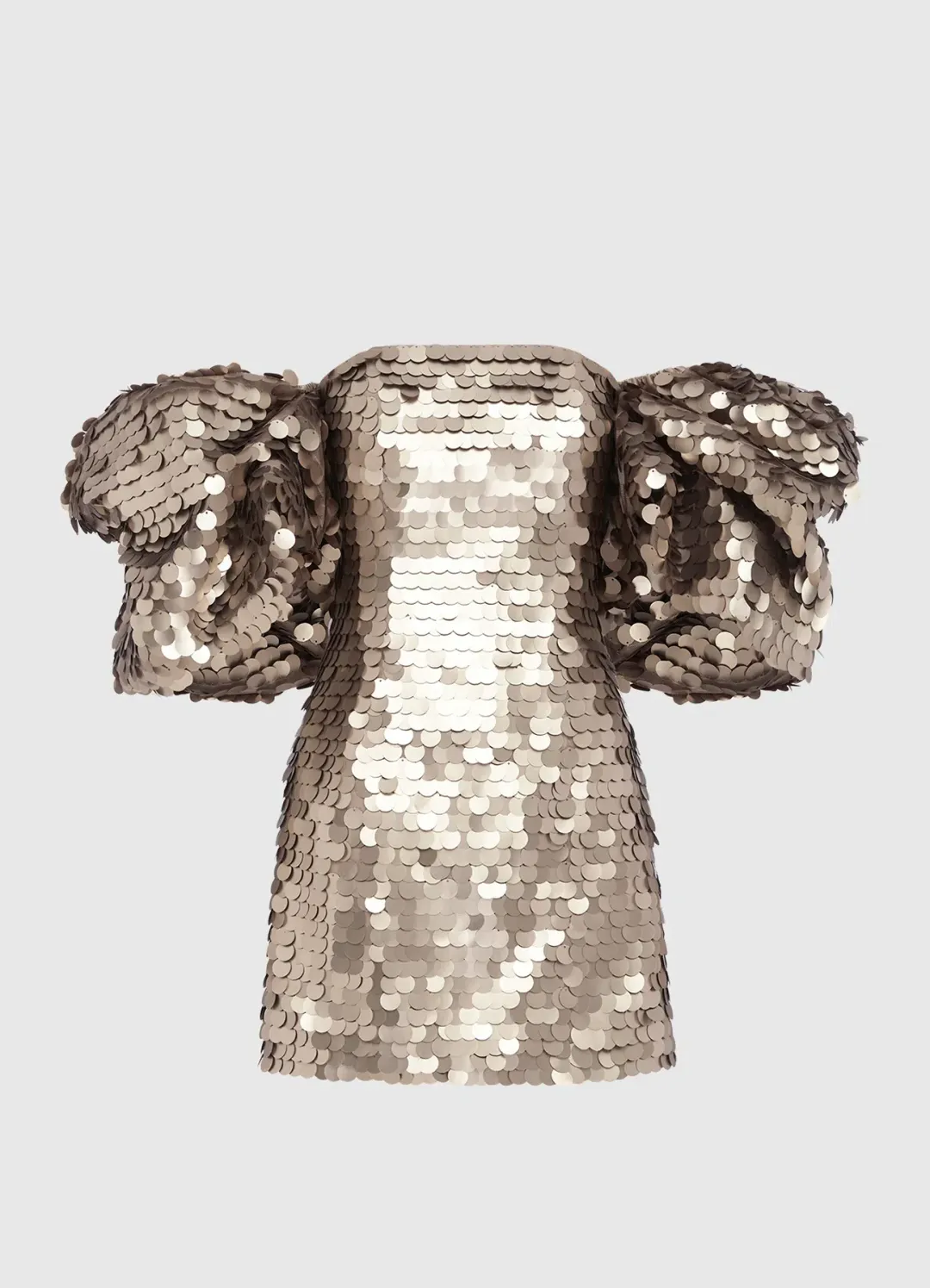 Leo Lin Brenda Sequin Puffy Sleeve Mini Dress Gold Size 8 for rent on The Volte - main image