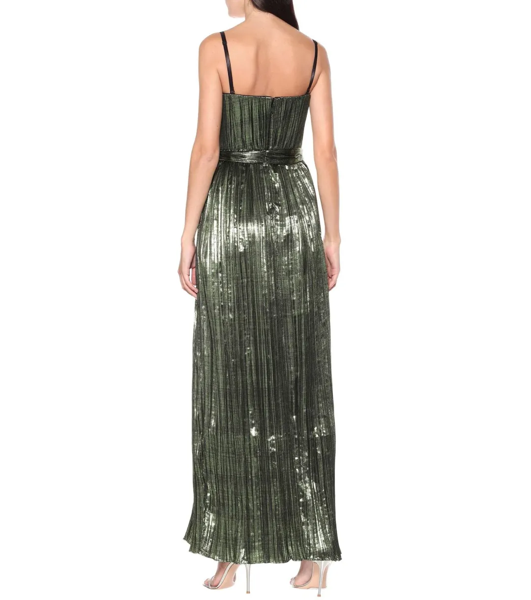 Jonathan Simkhai Metallic Plisse Strapless Gown Green Size 8 for rent on The Volte - main image