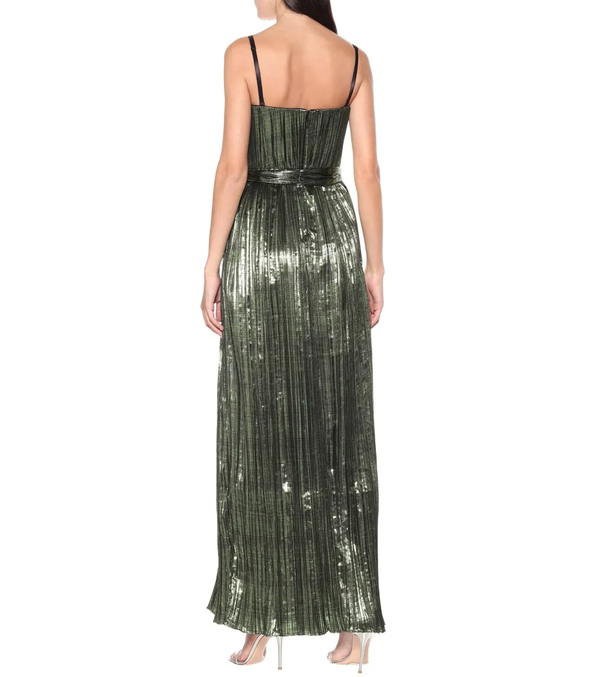 Jonathan Simkhai Metallic Plisse Strapless Gown Green Size 8 - Image 2
