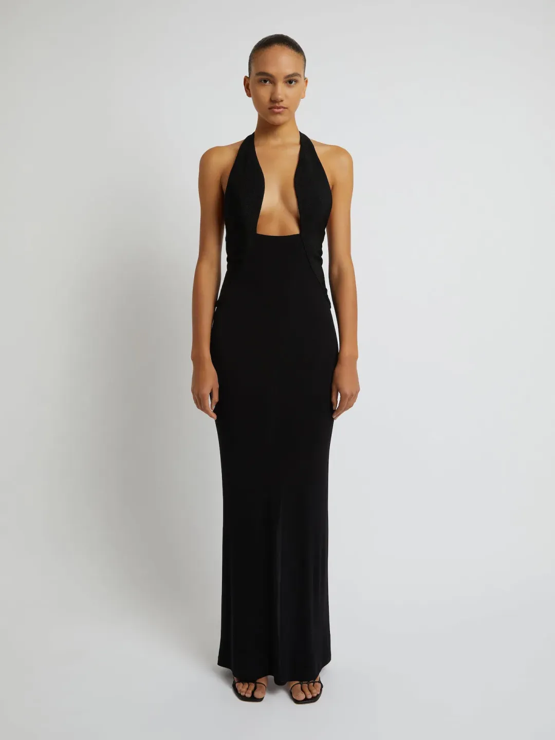 Christopher Esber Tailored Sloped Halter Dress Black Size 8 for rent on The Volte - main image