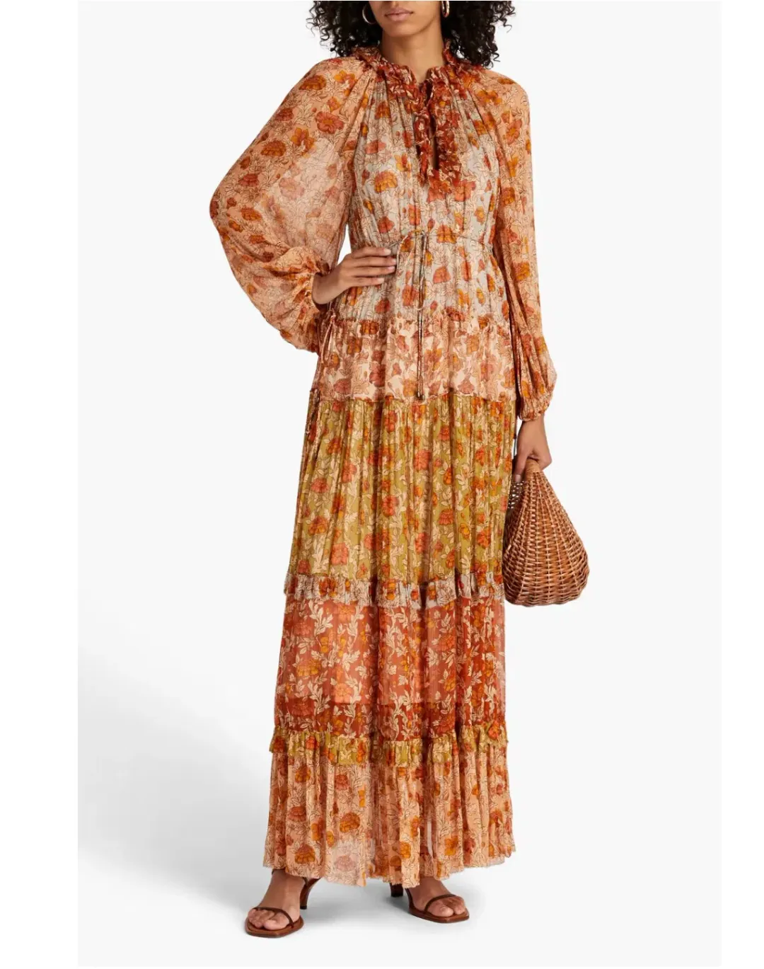 Zimmermann  Andie Tiered Georgette Maxi Dress Floral-Print Size 1/Au 10 for rent on The Volte - main image