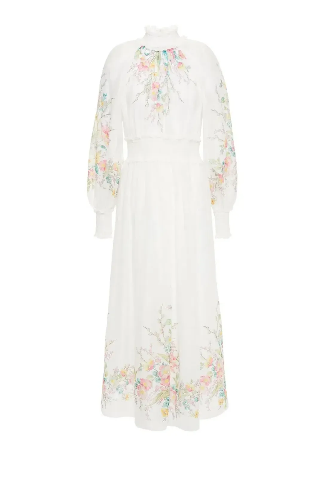 Zimmermann Zinnia Shirred Waist Long Dress Floral Size 1/Au 10  for rent on The Volte - main image
