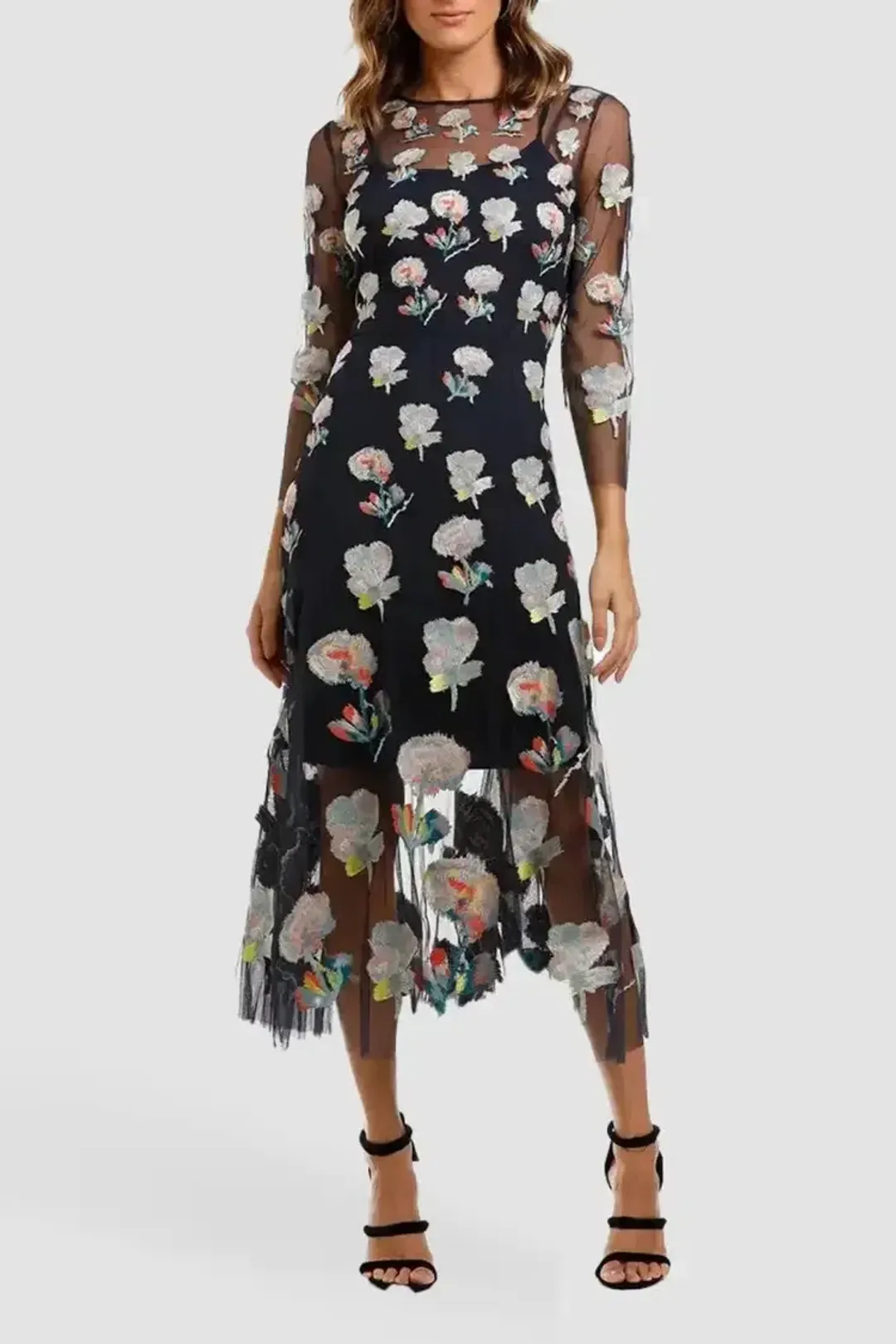 Moss and Spy Monet Dress in Ink Multi Florals Size 16 for rent on The Volte - main image