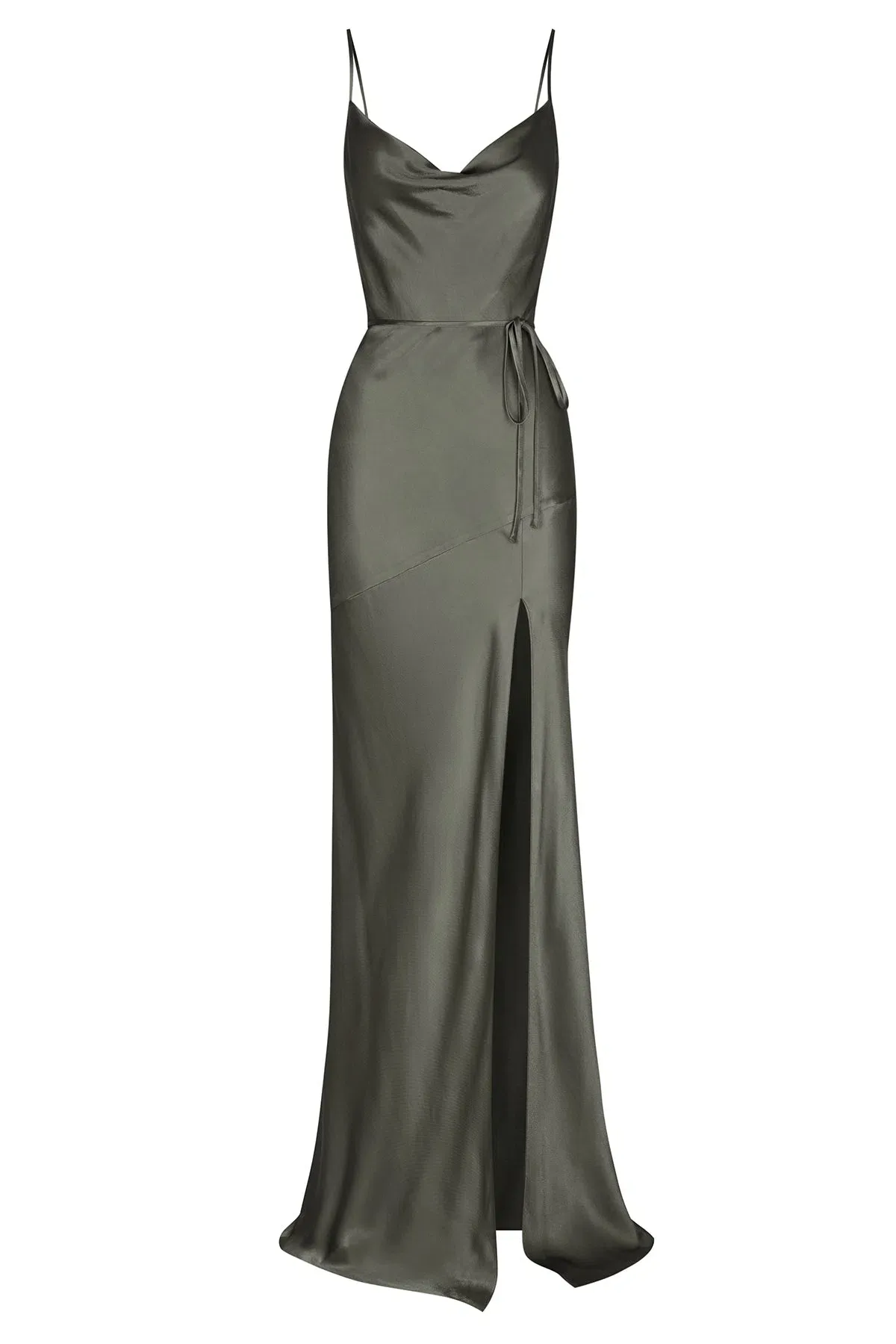 Shona Joy La Lune Bias Cowl Maxi Dress In Olive Size 8 - Image 6