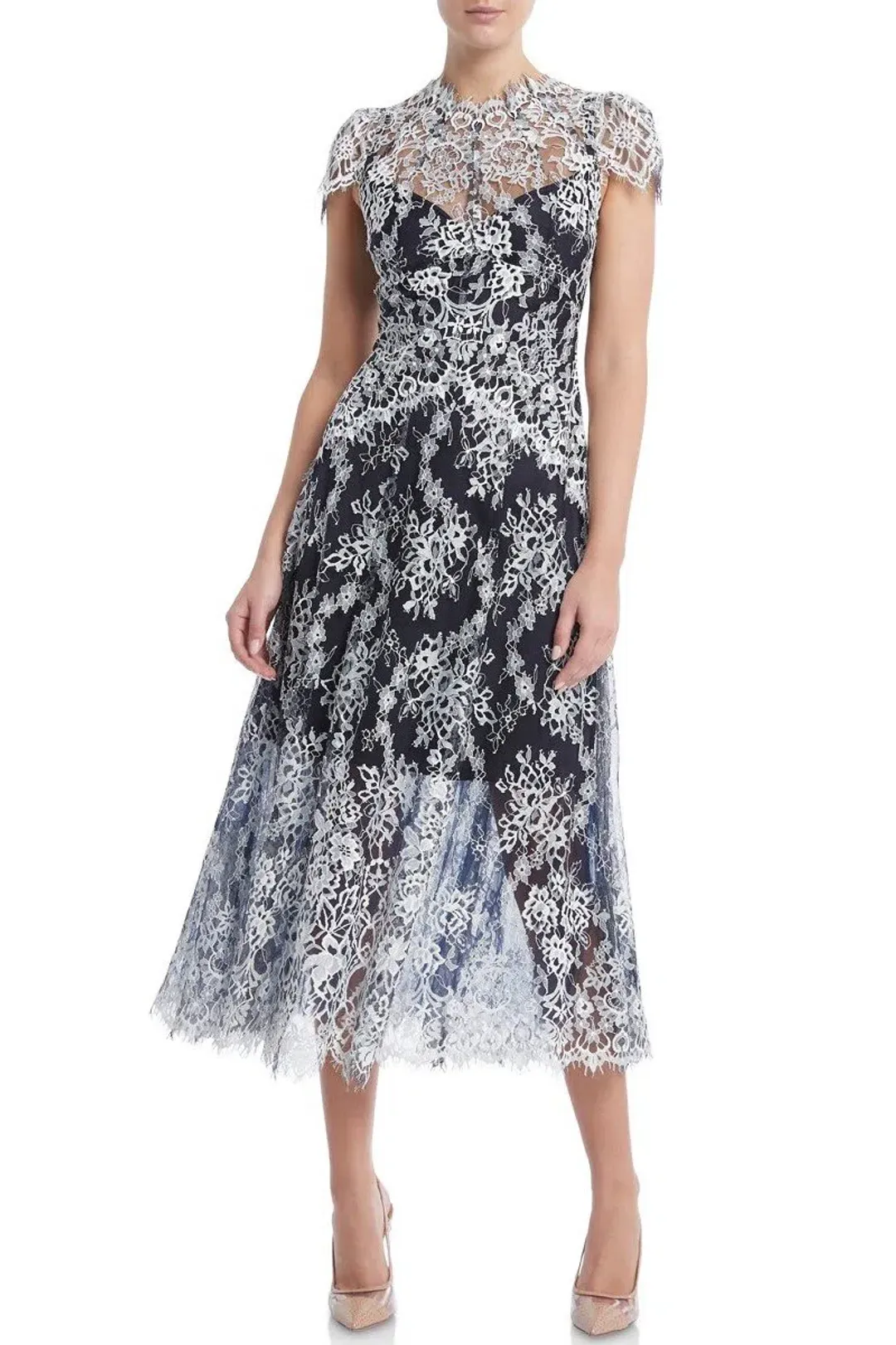 Moss and Spy Natalie Dress in Midnight White Size 16 for rent on The Volte - main image