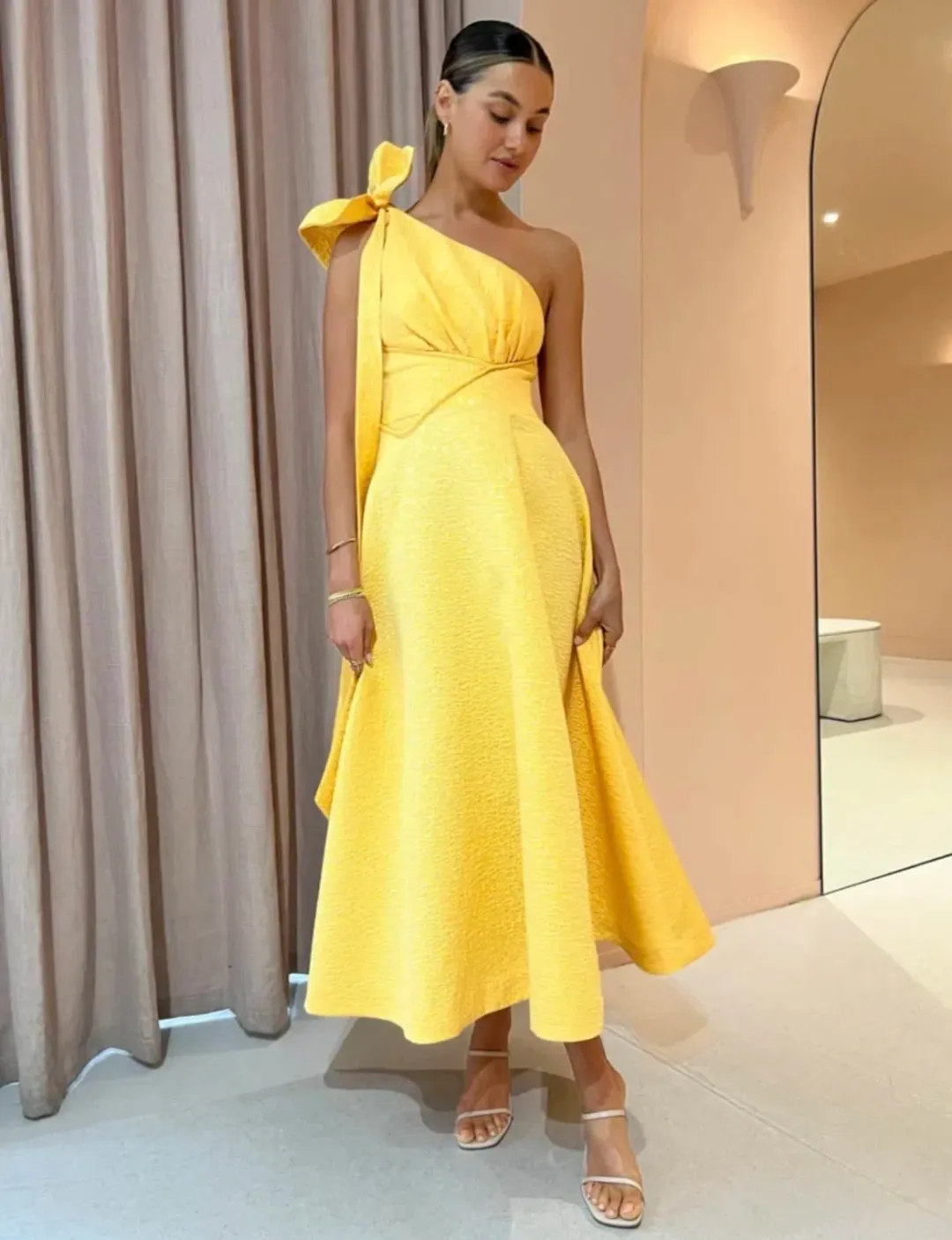 Rachel Gilbert Emiliano Midi Dress Lemondrop Size 4 / AU 14 for rent on The Volte - main image