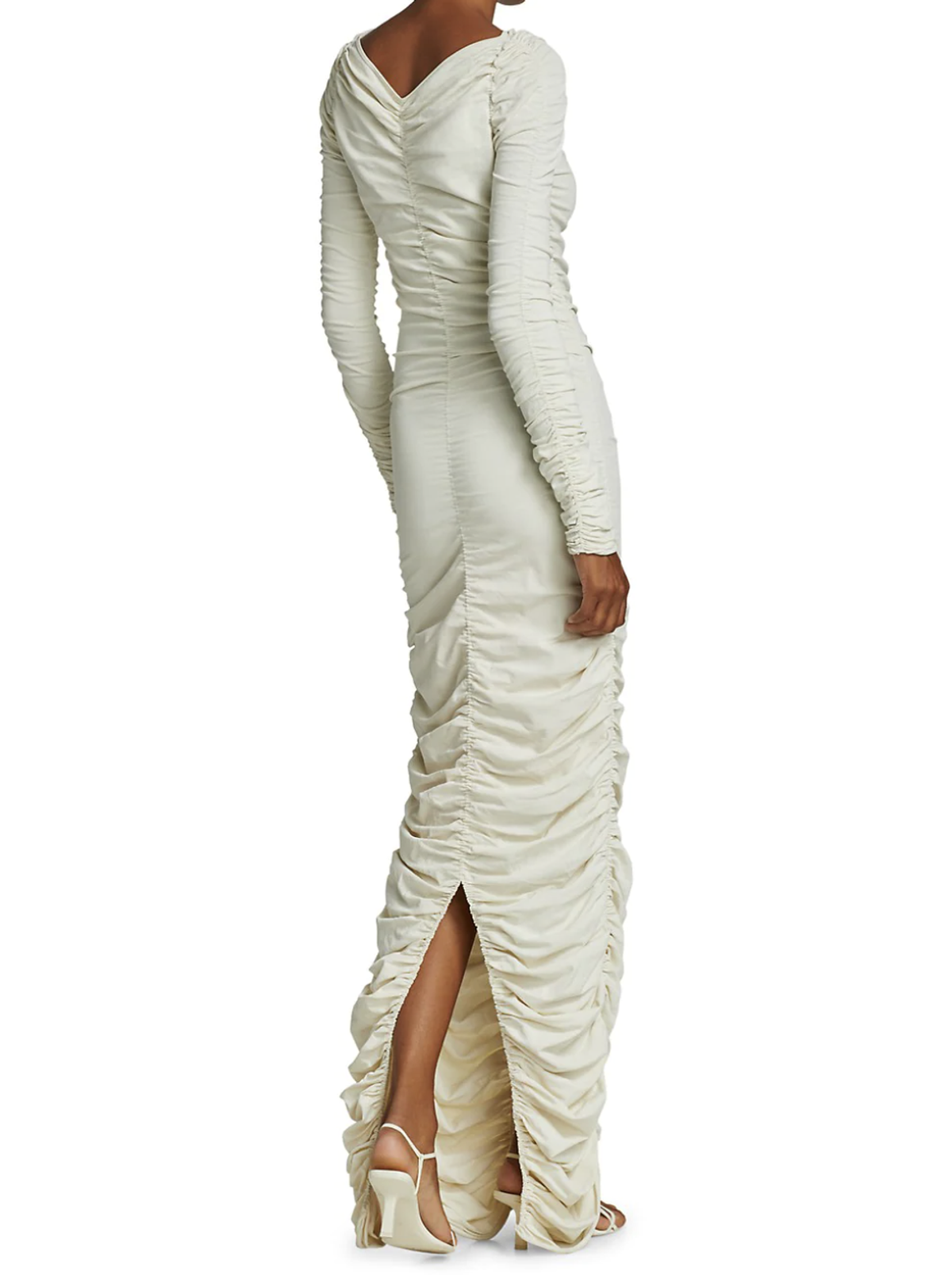 Khaite Lana Ruched Dress Ivory Size 8 - Image 4