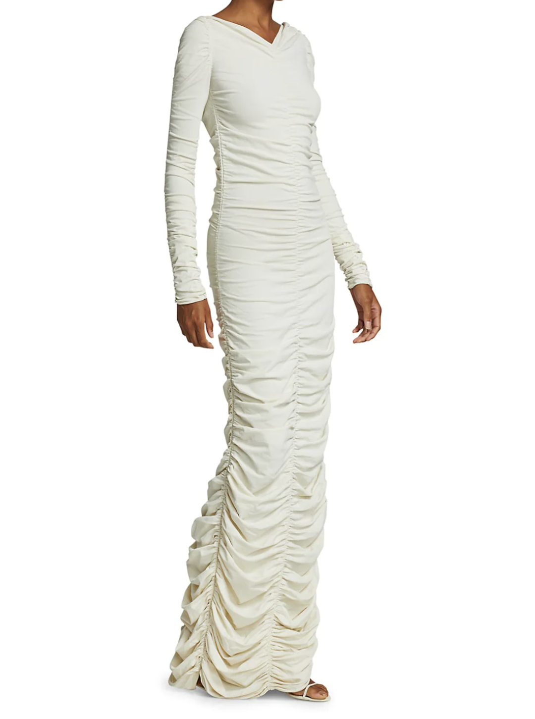 Khaite Lana Ruched Dress Ivory Size 8 for rent on The Volte - main image