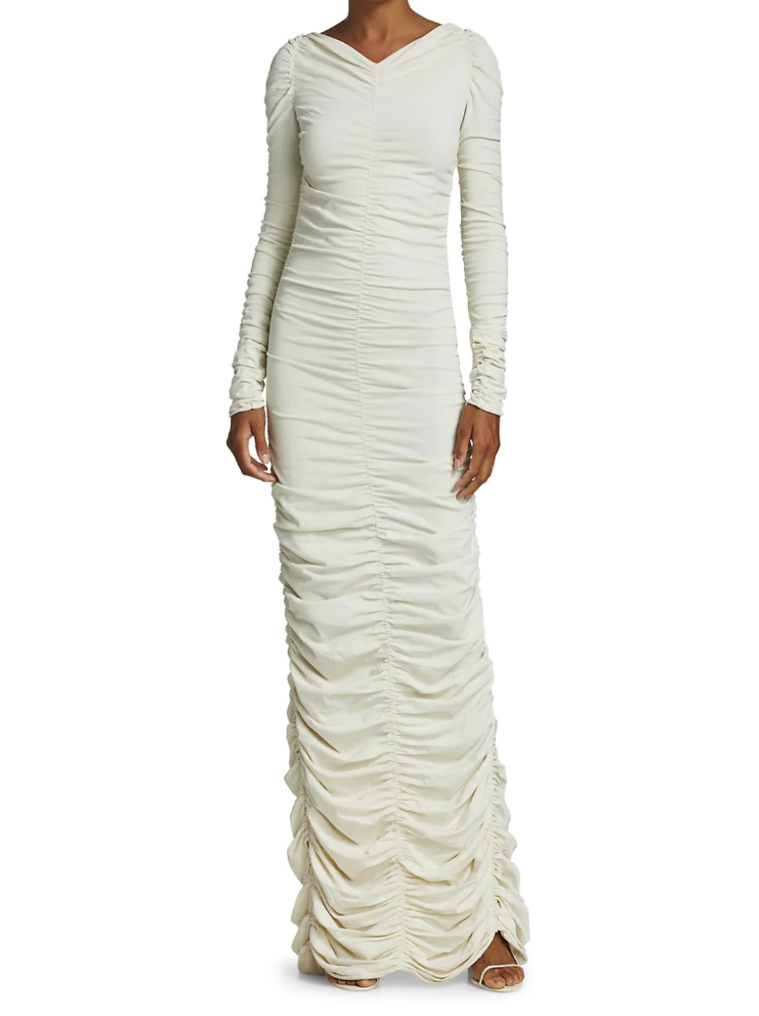 Khaite Lana Ruched Dress Ivory Size 8 for rent on The Volte - main image