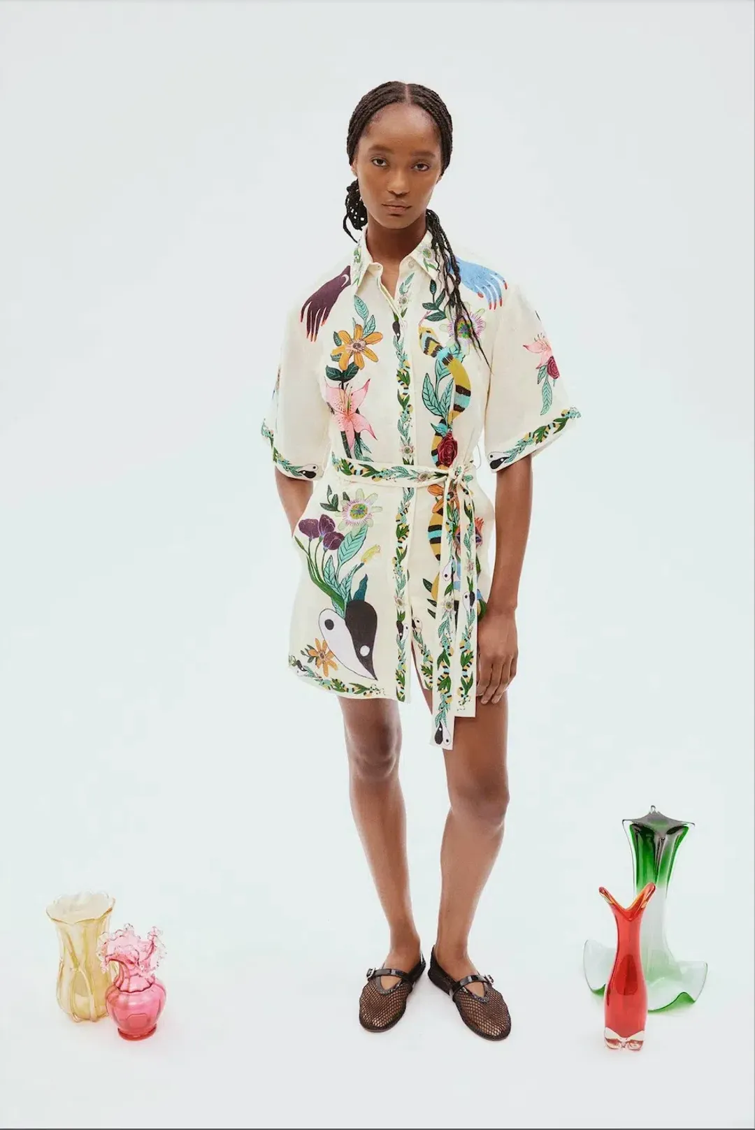 Alemais Meagan Mini Shirt Dress Print Size 8 for rent on The Volte - main image