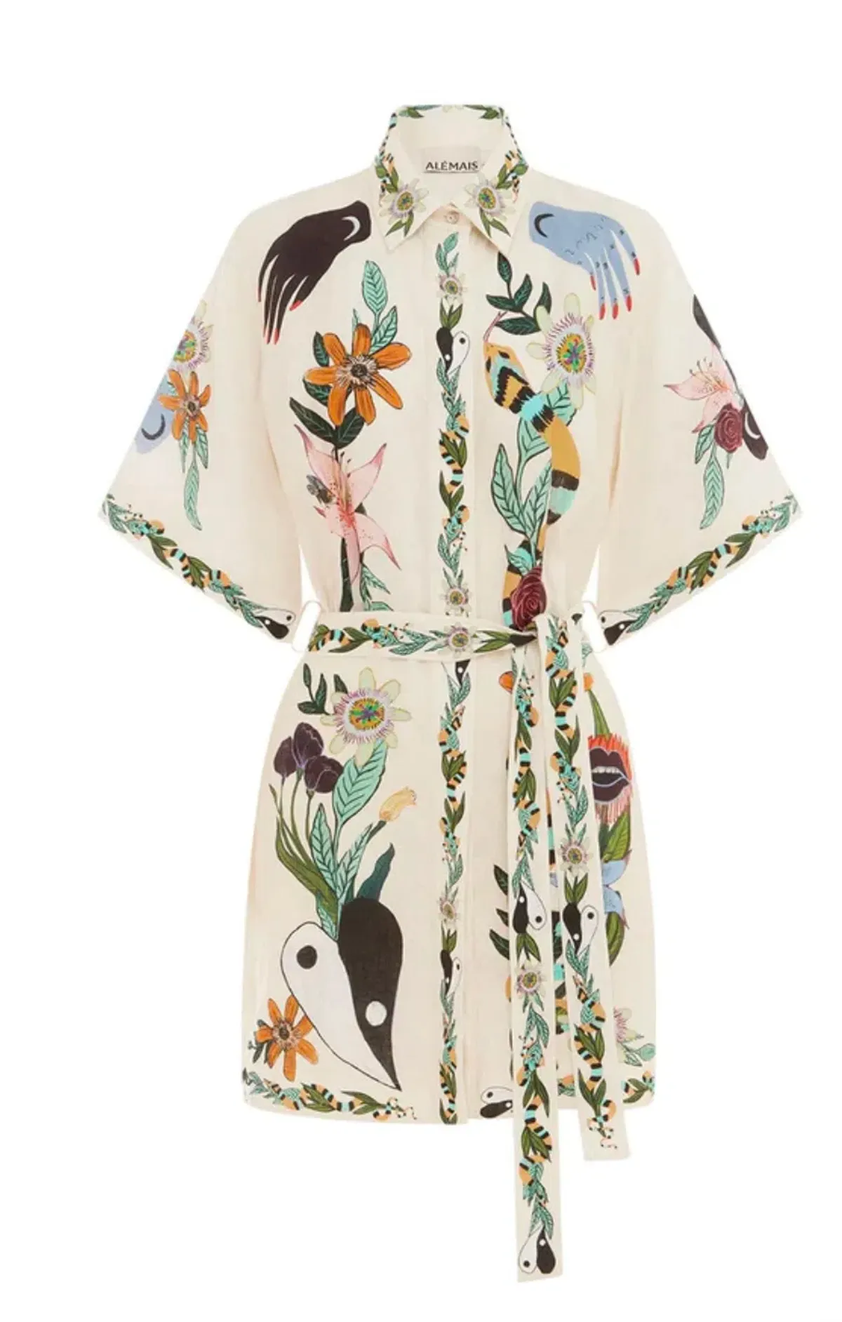 Alemais Meagan Mini Dress Cream Multi Size 8 - Image 5