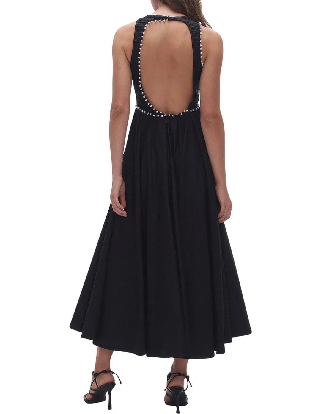 Aje Florence Pearl Trim Midi Dress Black Size 10 for rent on The Volte - main image