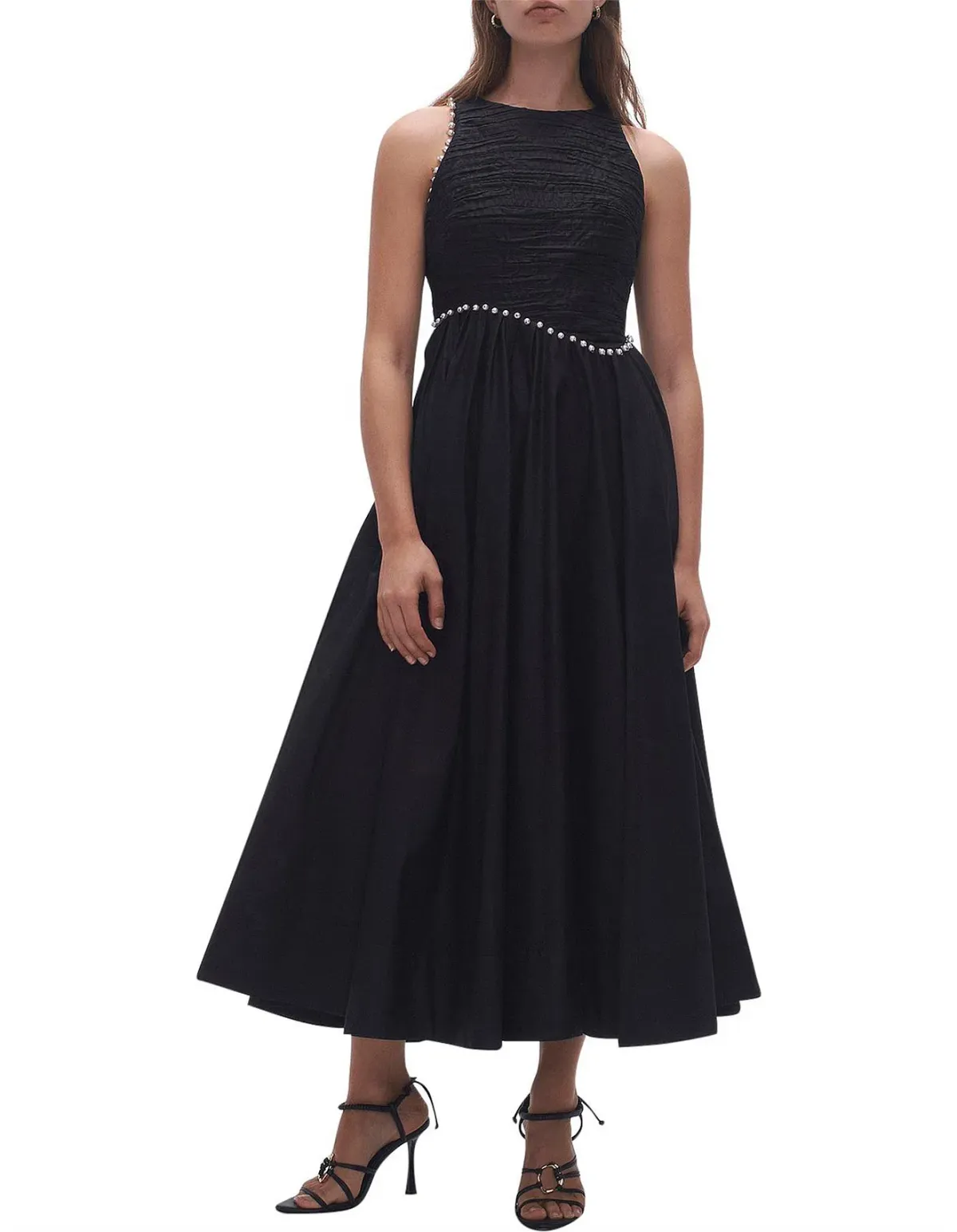 Aje Florence Pearl Trim Midi Dress Black Size 10 - Image 1