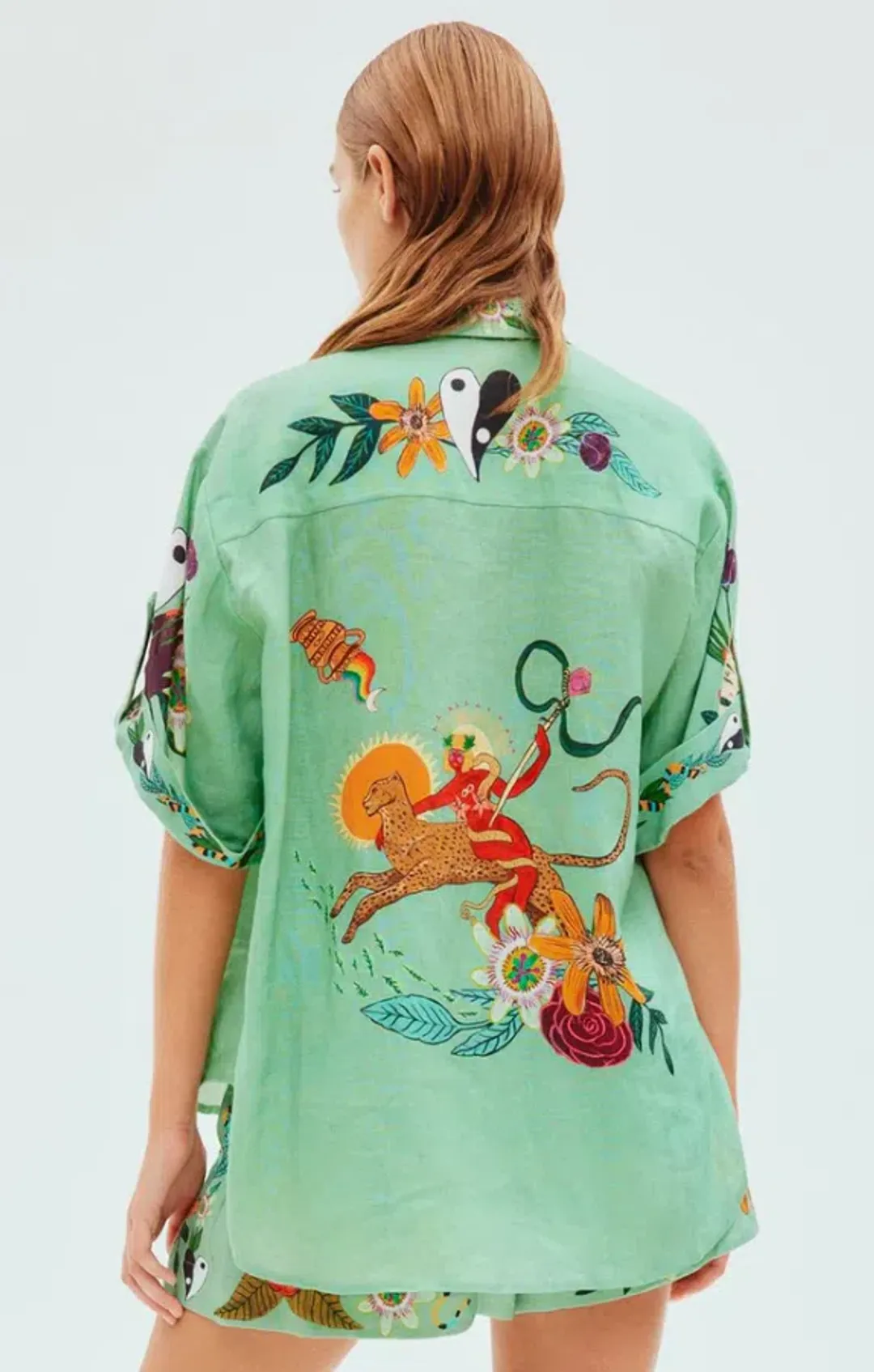 Alemais Meagan Oversized Linen Shirt & Shorts Set Green Size 8 for rent on The Volte - main image