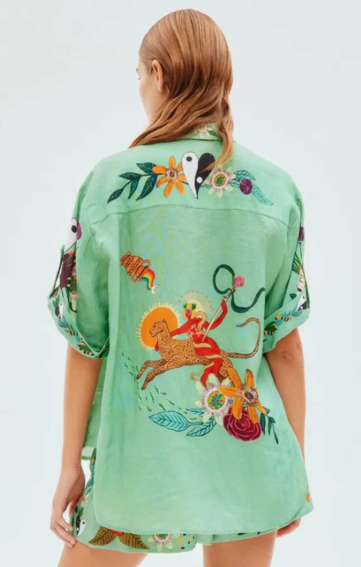 Alemais Meagan Oversized Linen Shirt & Shorts Set Green Size 8 - Image 3