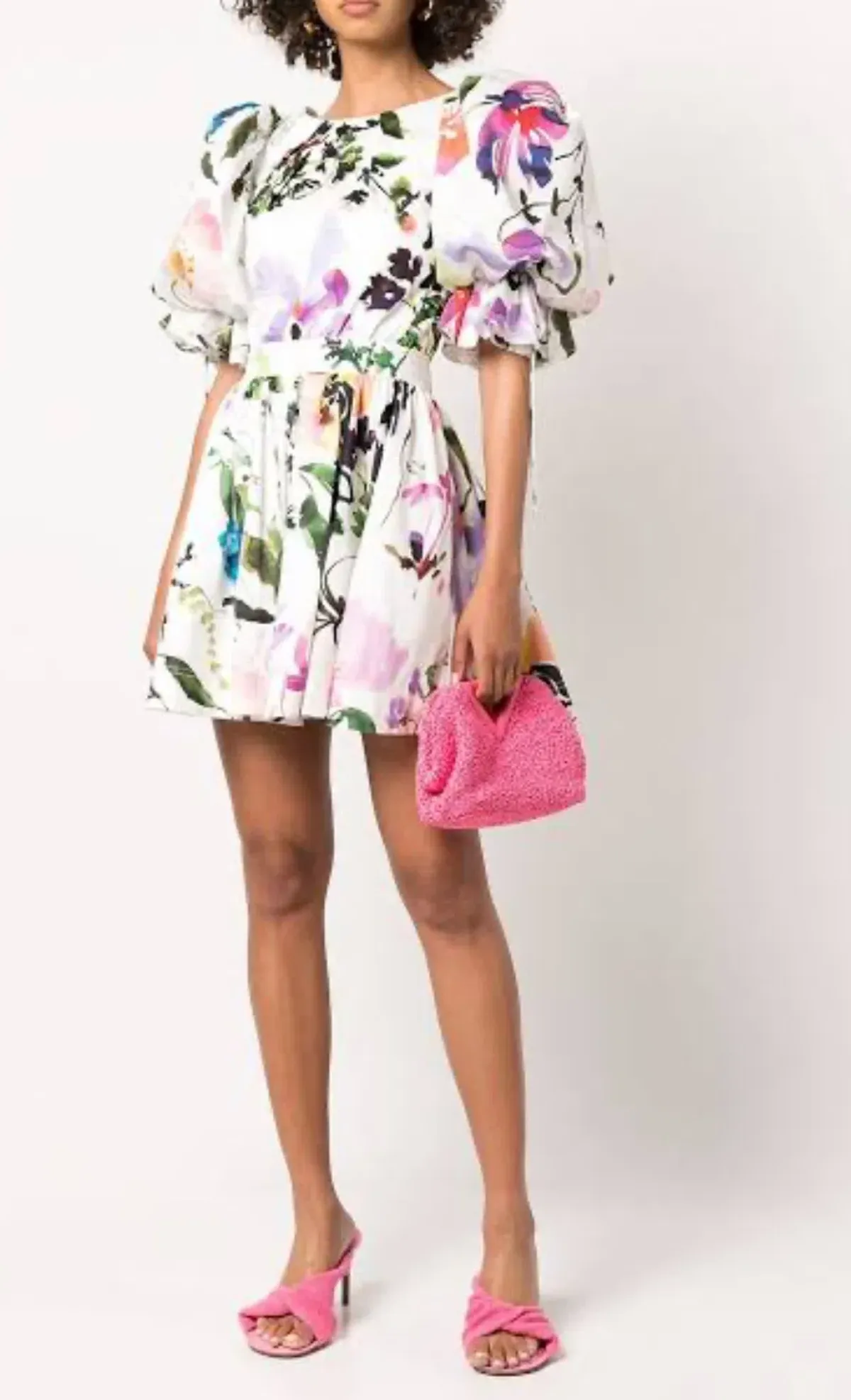 Aje Drift Puff Sleeve Mini Dress in Botanic Floral Print Size 10 - Image 3