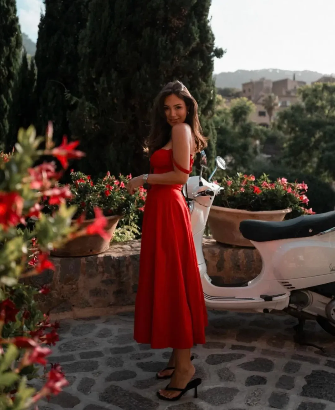 House of CB Carmen Bustier Sundress Red Rose Size S / AU 8 for rent on The Volte - main image