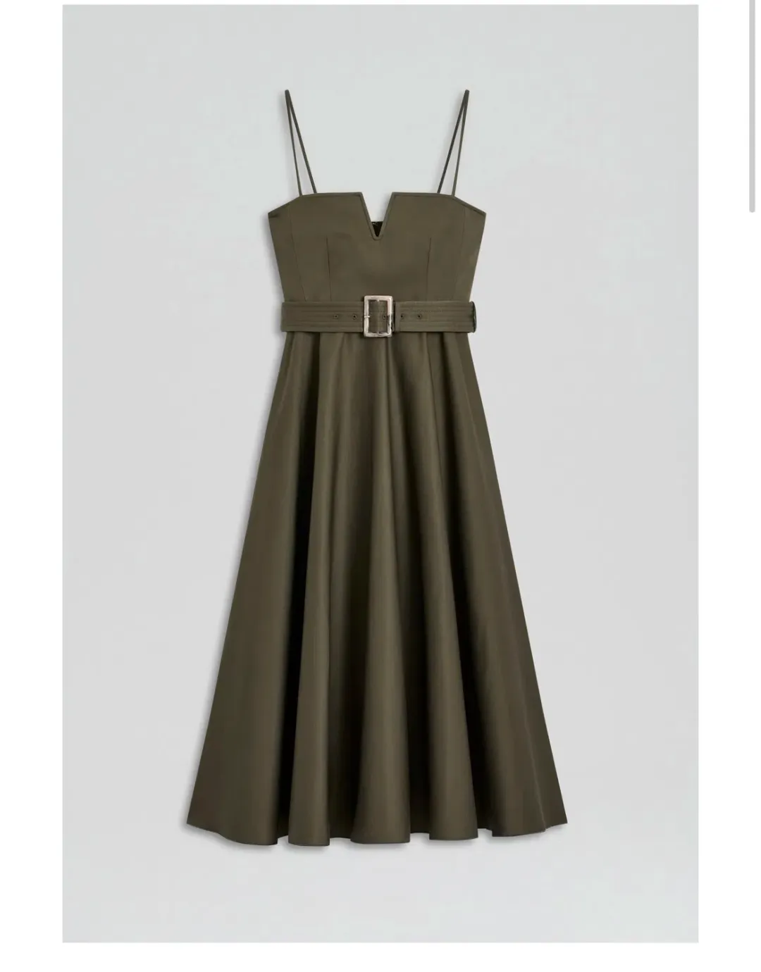 Scanlan Theodore Sateen Resin Trim Dress Khaki Size 10 for rent on The Volte - main image