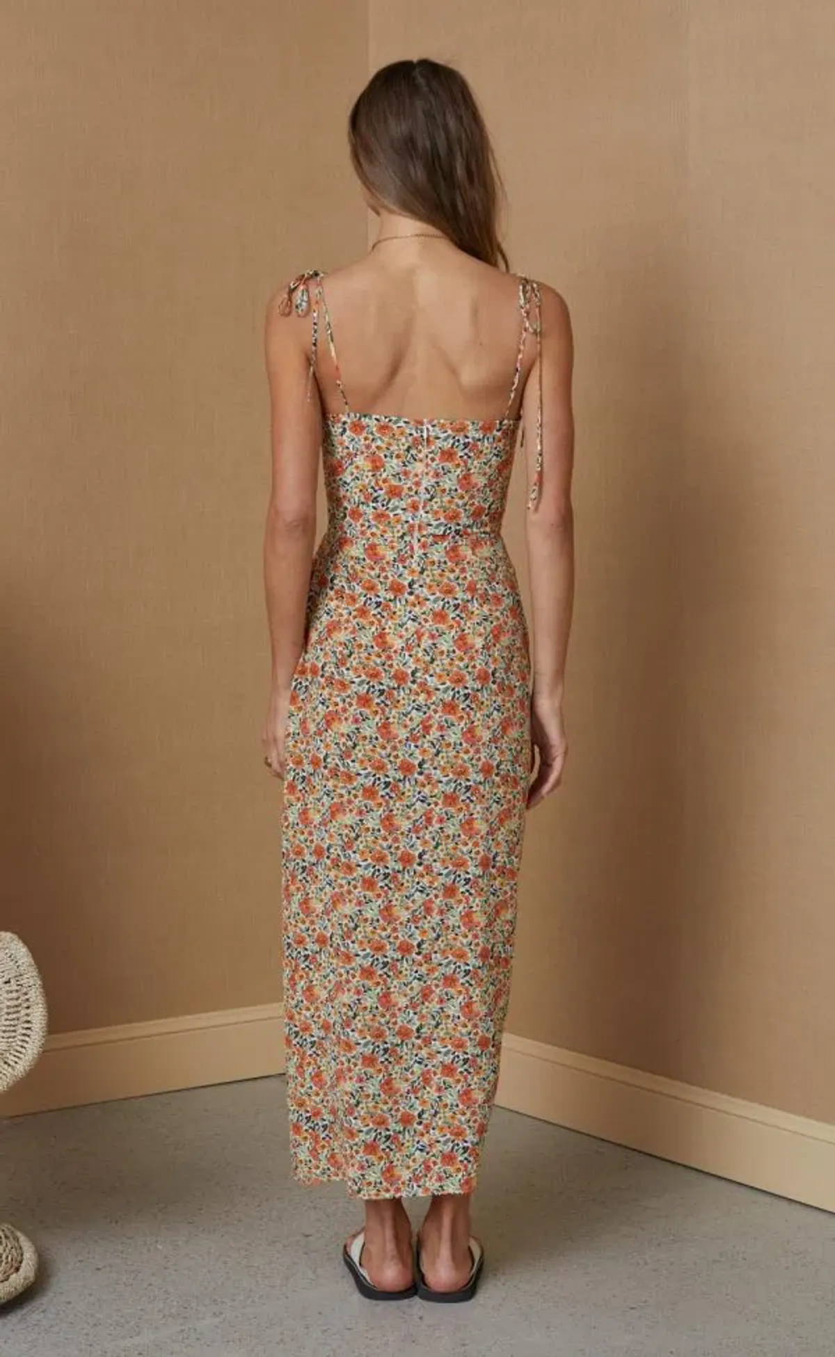 Bec & Bridge Wild Poppies Midi Dress Print in Orange Size 12  - Image 3