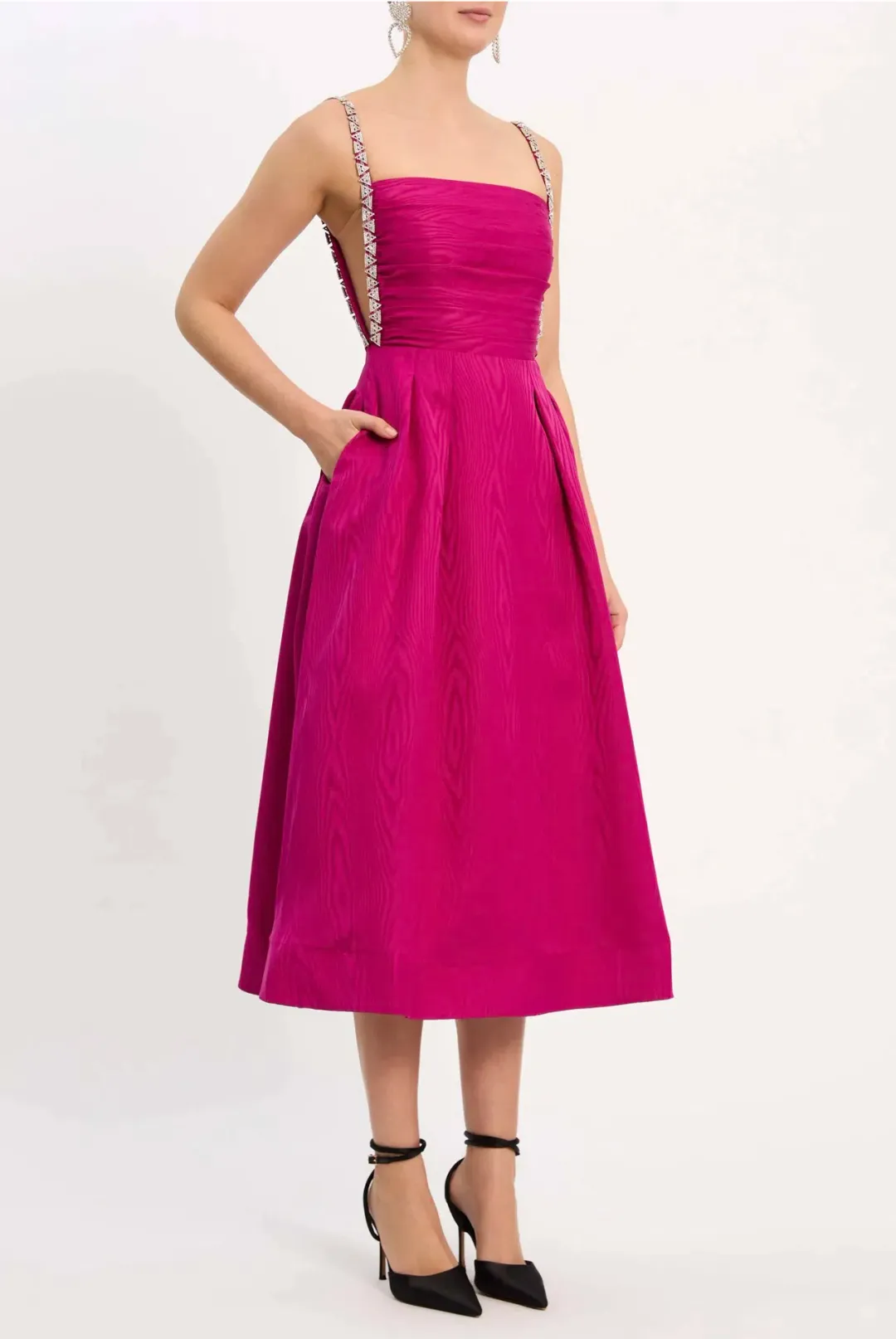 Rebecca Vallance Cynthia Midi Dress Fuchsia Pink Size 14  for rent on The Volte - main image