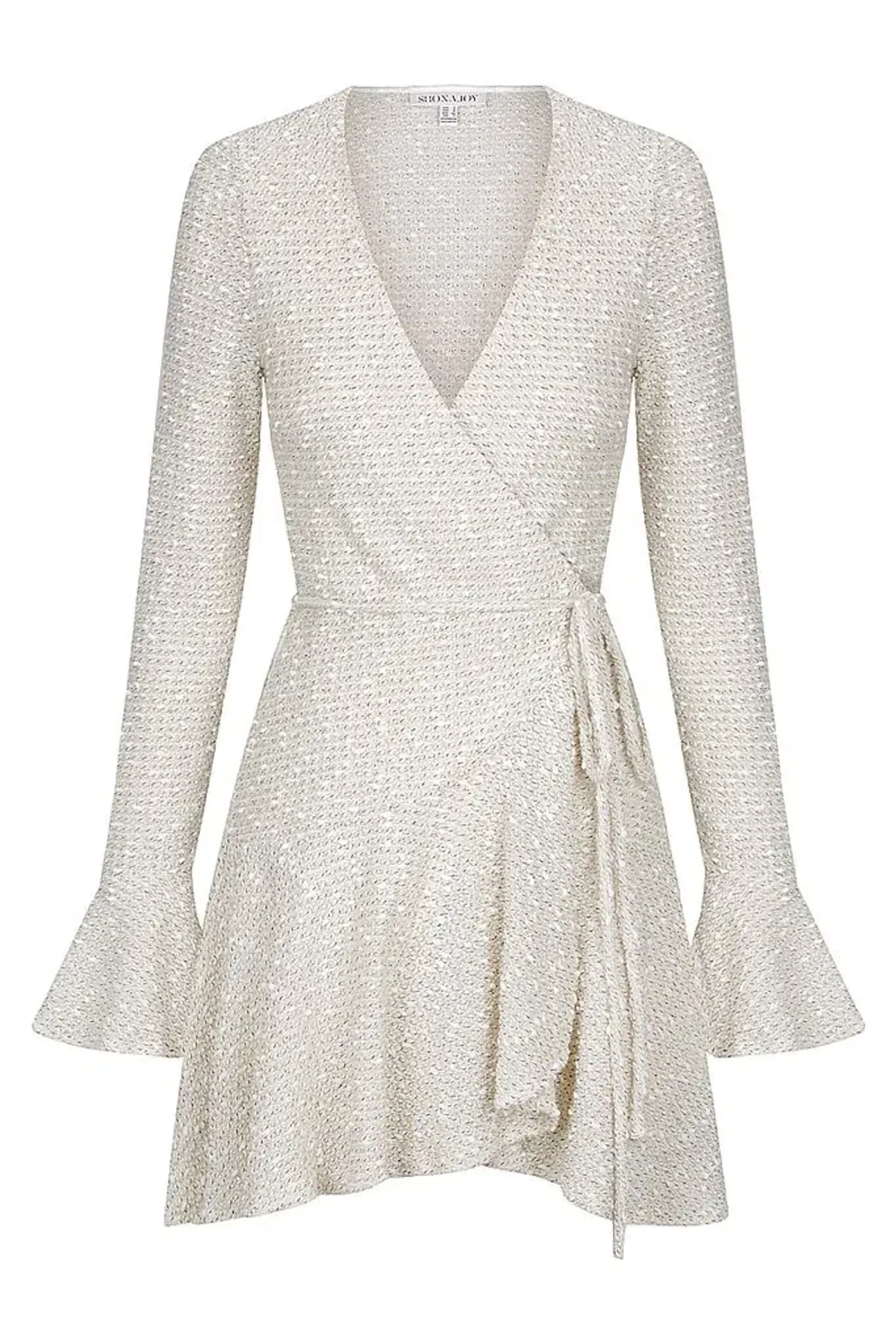 Shona Joy Hayes Frill Cuff Wrap Mini Dress Cream Size 8 for rent on The Volte - main image