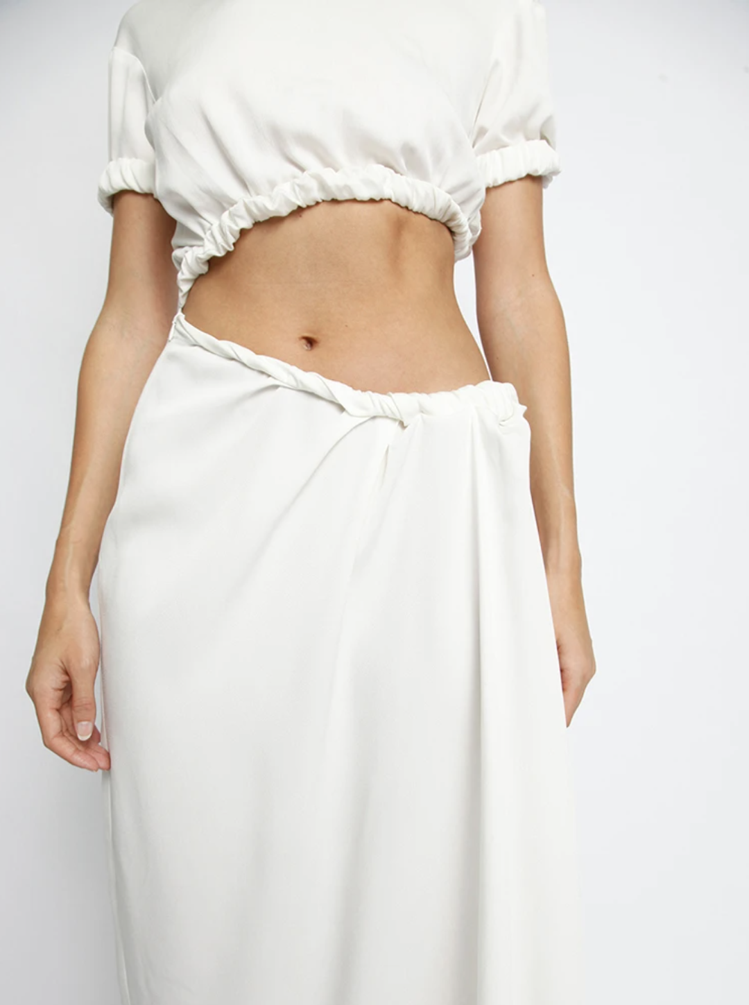 Christopher Esber Rolled T-Shirt Dress White Size 8 for rent on The Volte - main image