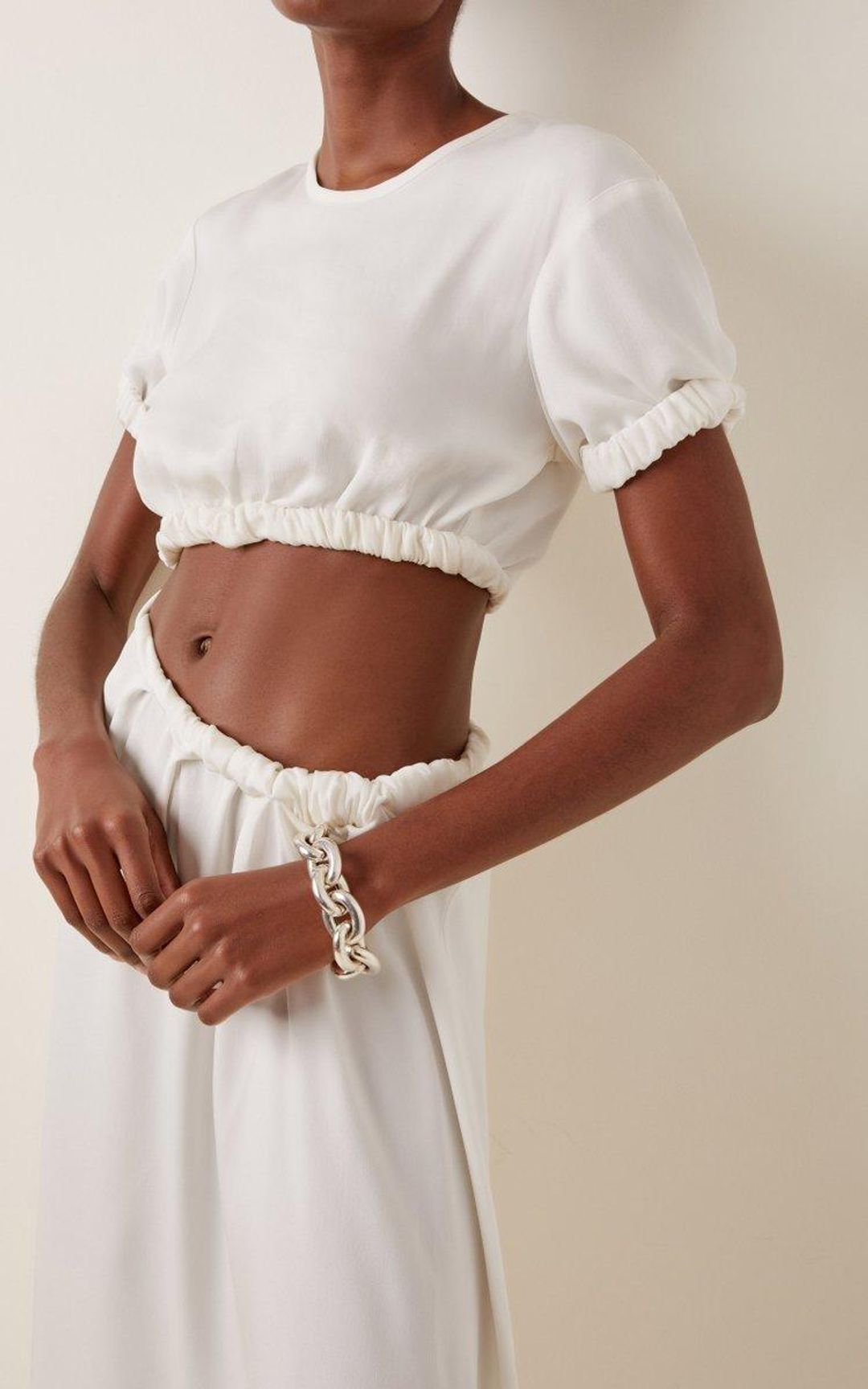 Christopher Esber Rolled T-Shirt Dress White Size 8 for rent on The Volte - main image