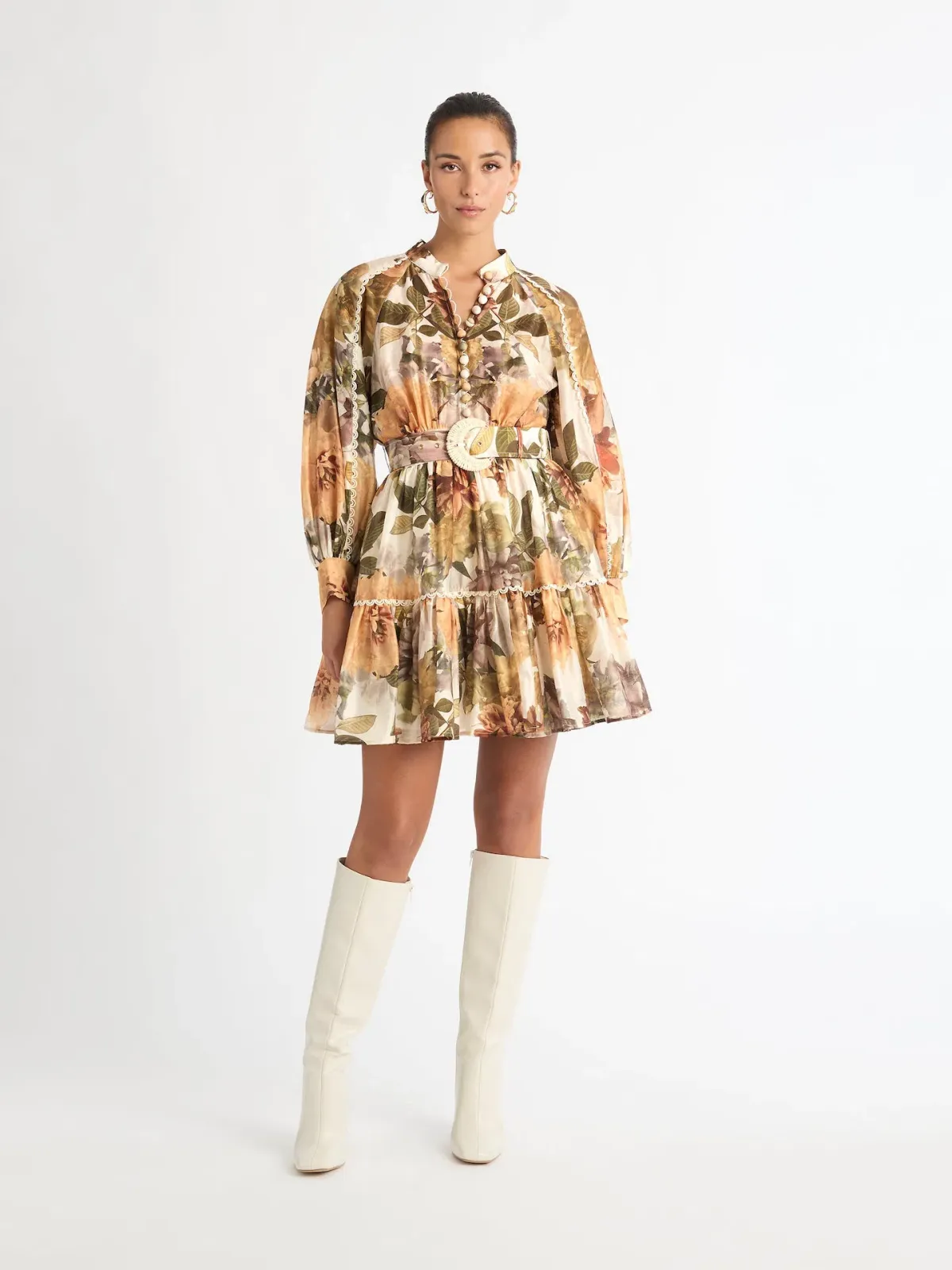 Sheike Sepia Floral Mini Dress Size 10 - Image 1