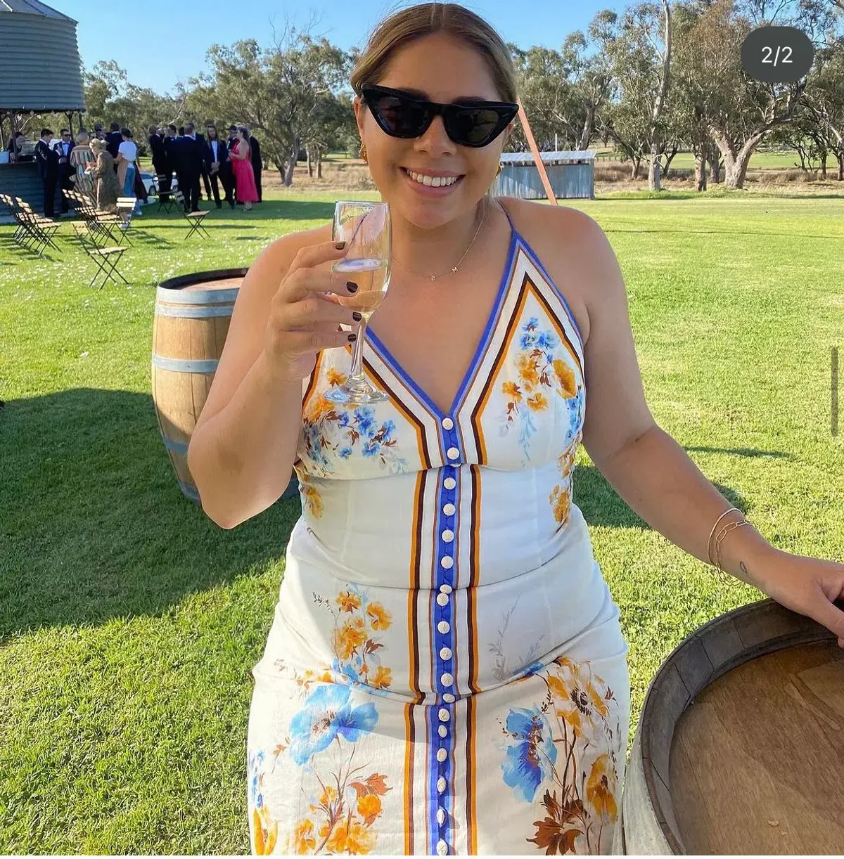 Zimmermann Halcyon Slip Midi Dress Orange Blue Floral Size 0 / AU 8 - Image 9