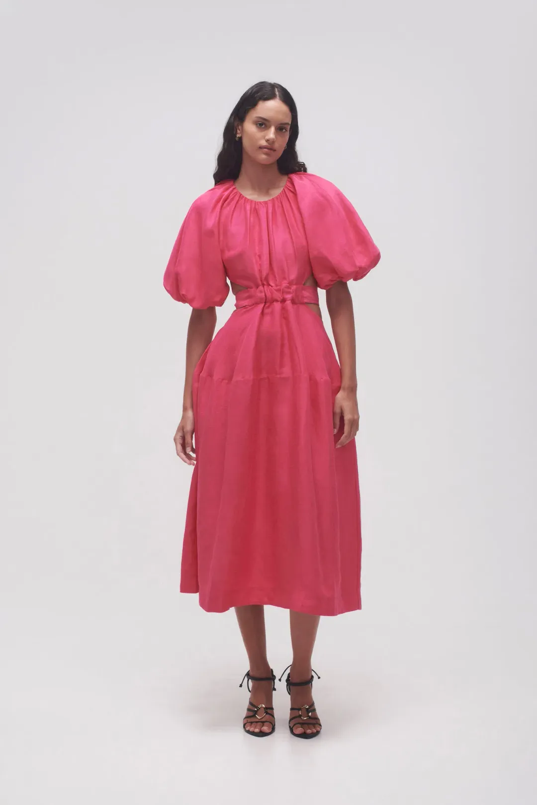 Aje Mimosa Cutout Midi Dress Hot Pink Size 16 for rent on The Volte - main image