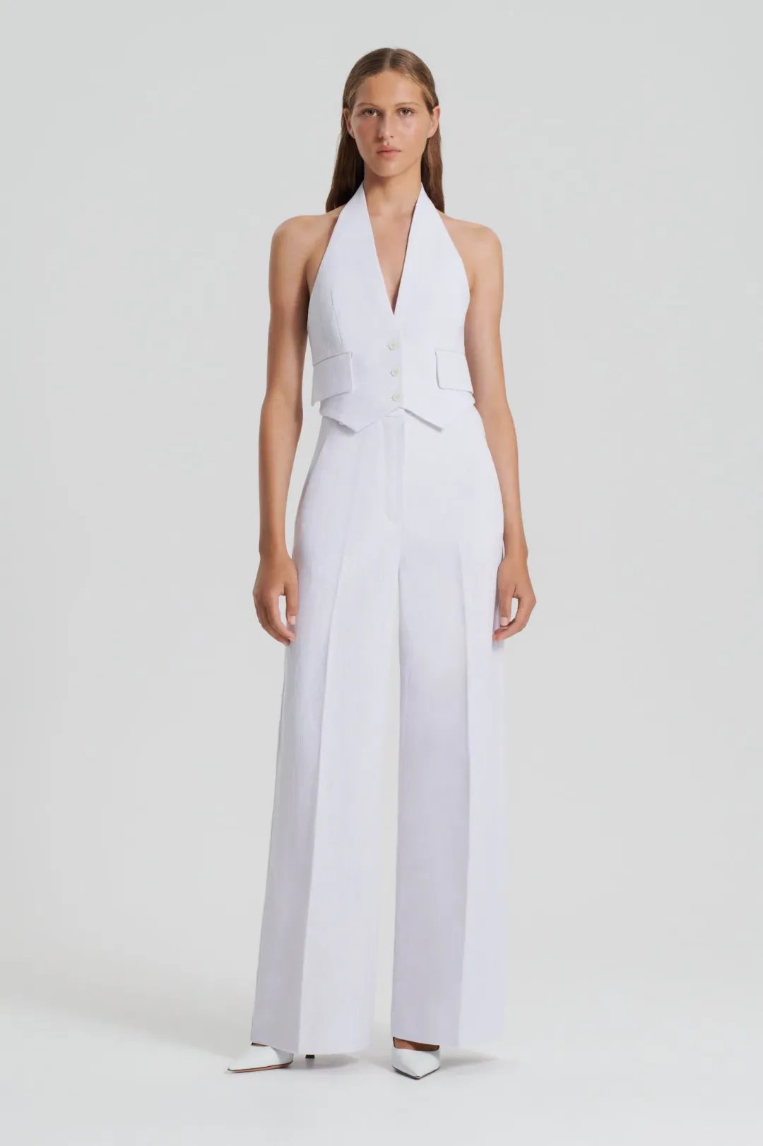 Scanlan Theodore Linen Drape Leg Trouser in Tinted Grey Size AU 10 for rent on The Volte - main image