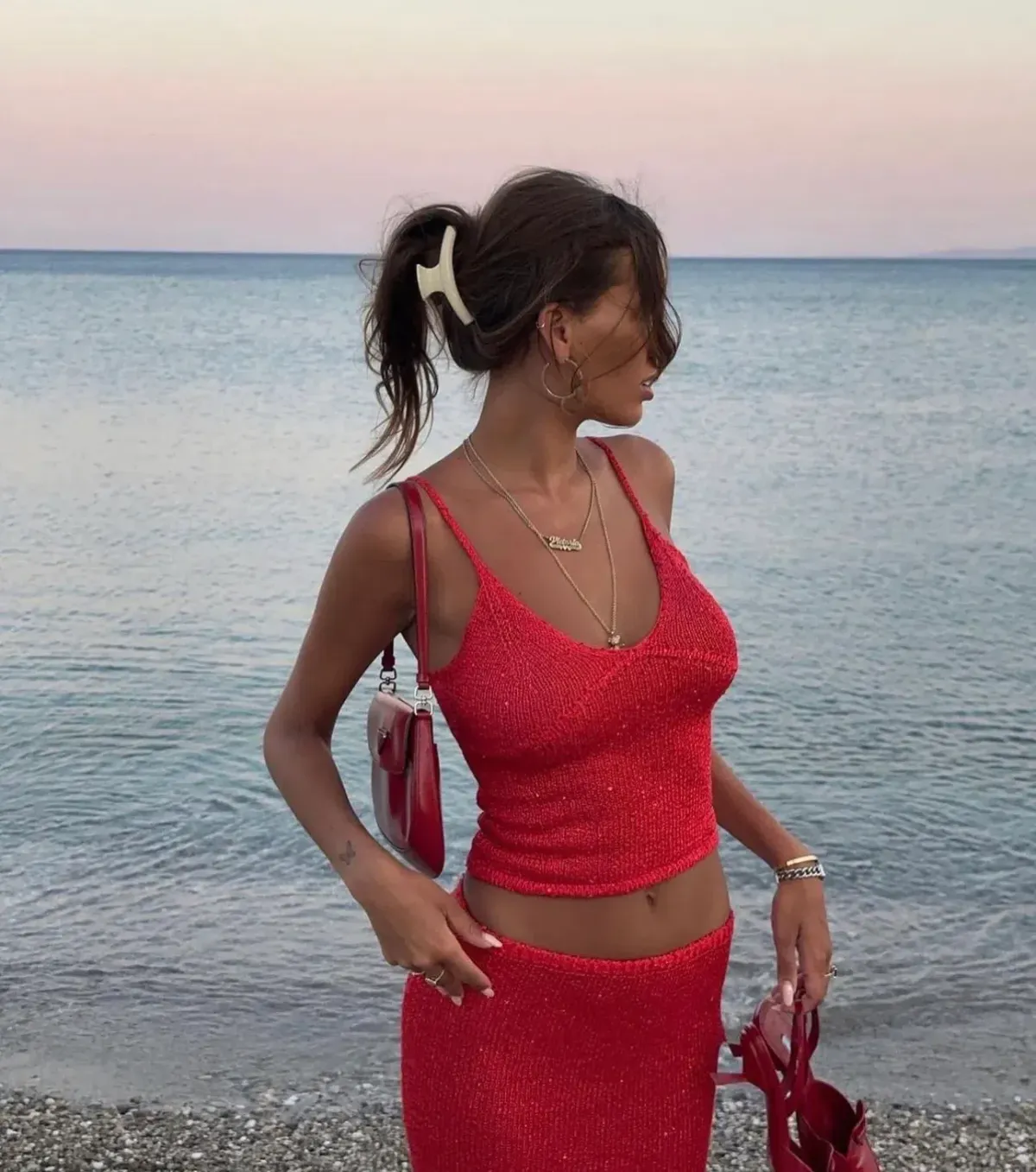 Asta Resort Carolina Camisole and Skirt Set in Rossa Sequin Size M / AU 10 - Image 3