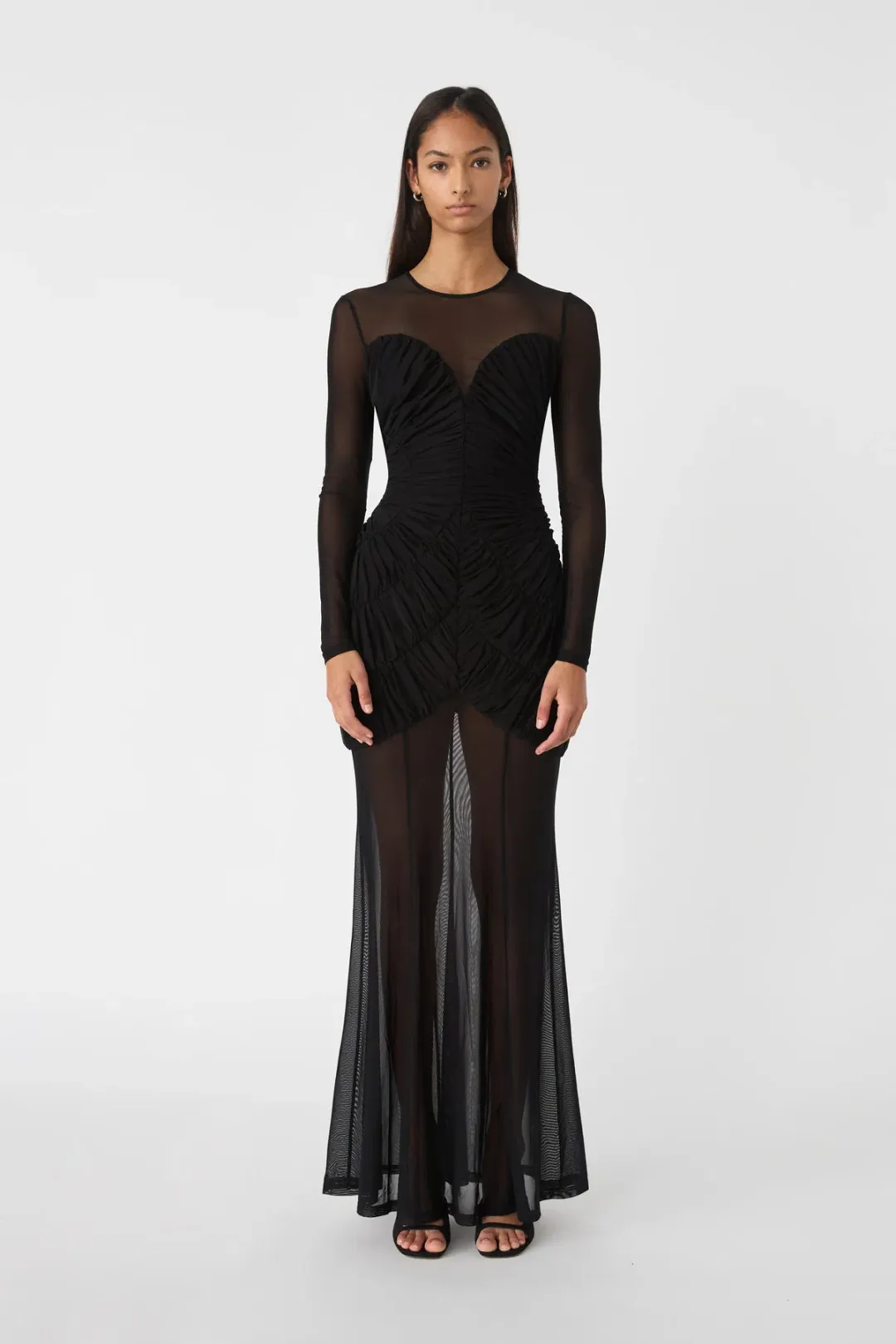 MISHA Talitha Fine Mesh Maxi Dress Black Size 10/M for rent on The Volte - main image