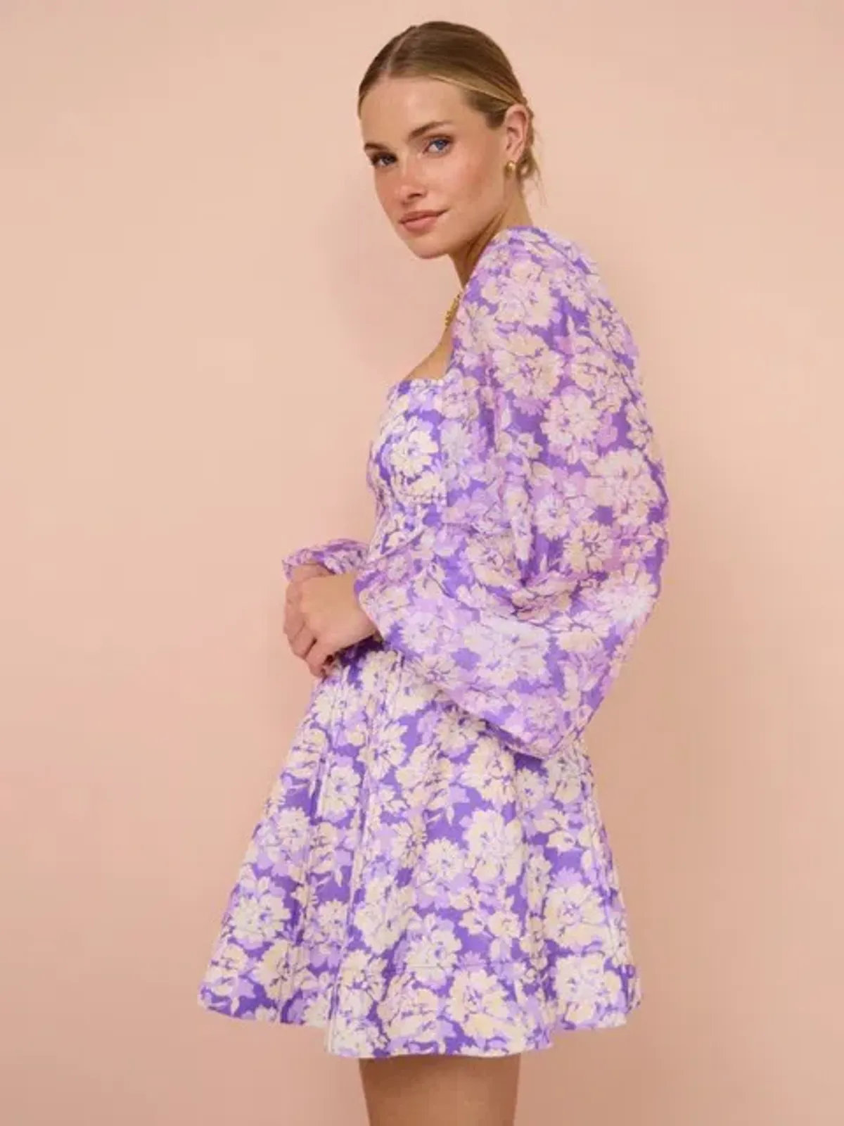 Acler - Ardanary Mini Dress In Violet Imprint - Size 8 - Image 2