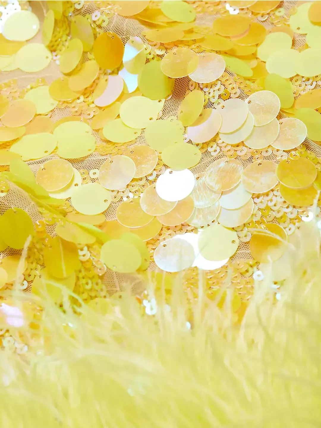 Bronx and Banco Izzy Sequin & Feather Mini Dress Yellow Size AU 6 for rent on The Volte - main image