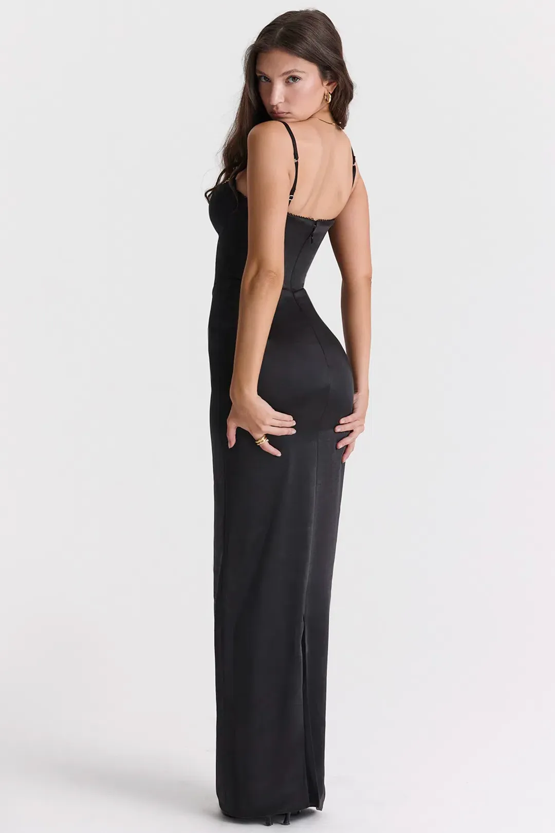 House Of CB Stefania Corset Maxi Dress Black Size XS / AU 6  for rent on The Volte - main image