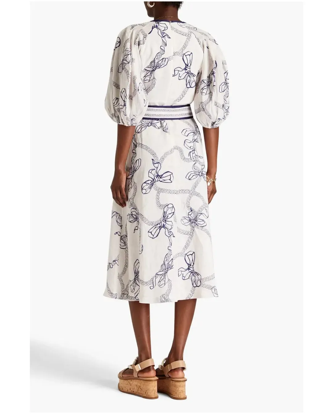 Zimmermann Day Midi Dress in Navy Bows Size 0/AU 8 for rent on The Volte - main image