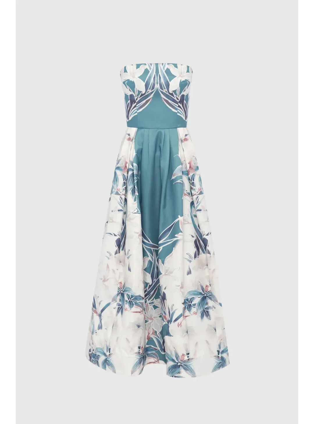 Leo Lin Lynn Bustier Midi Dress Orient Print in Mist Size AU 8 for rent on The Volte - main image