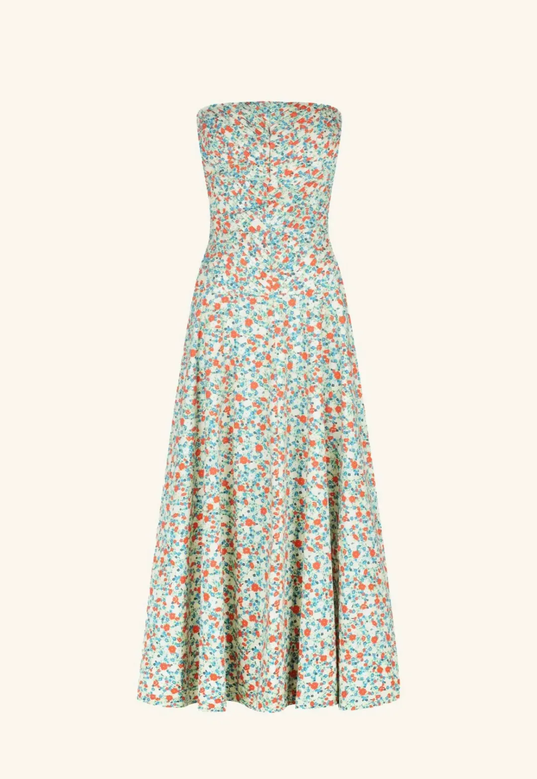 Shona Joy Ulani Strapless Pleated Midi Dress Multi Floral Size 10 for rent on The Volte - main image