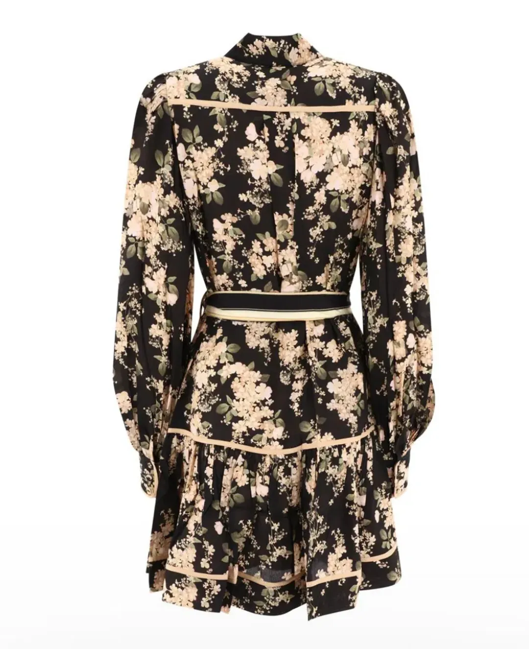 Zimmerman Shirt Mini Dress in Black Ivory Floral Size 10 for rent on The Volte - main image
