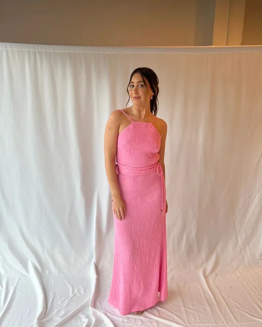 By Nicola Estelle Pleated Maxi Skirt Pink Size 6 for rent on The Volte - main image