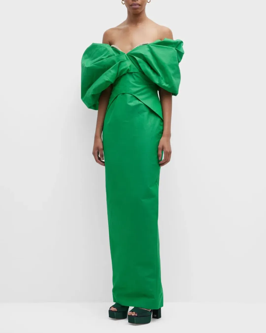 Rachel Gilbert Xavier Gown Green Size 8  for rent on The Volte - main image