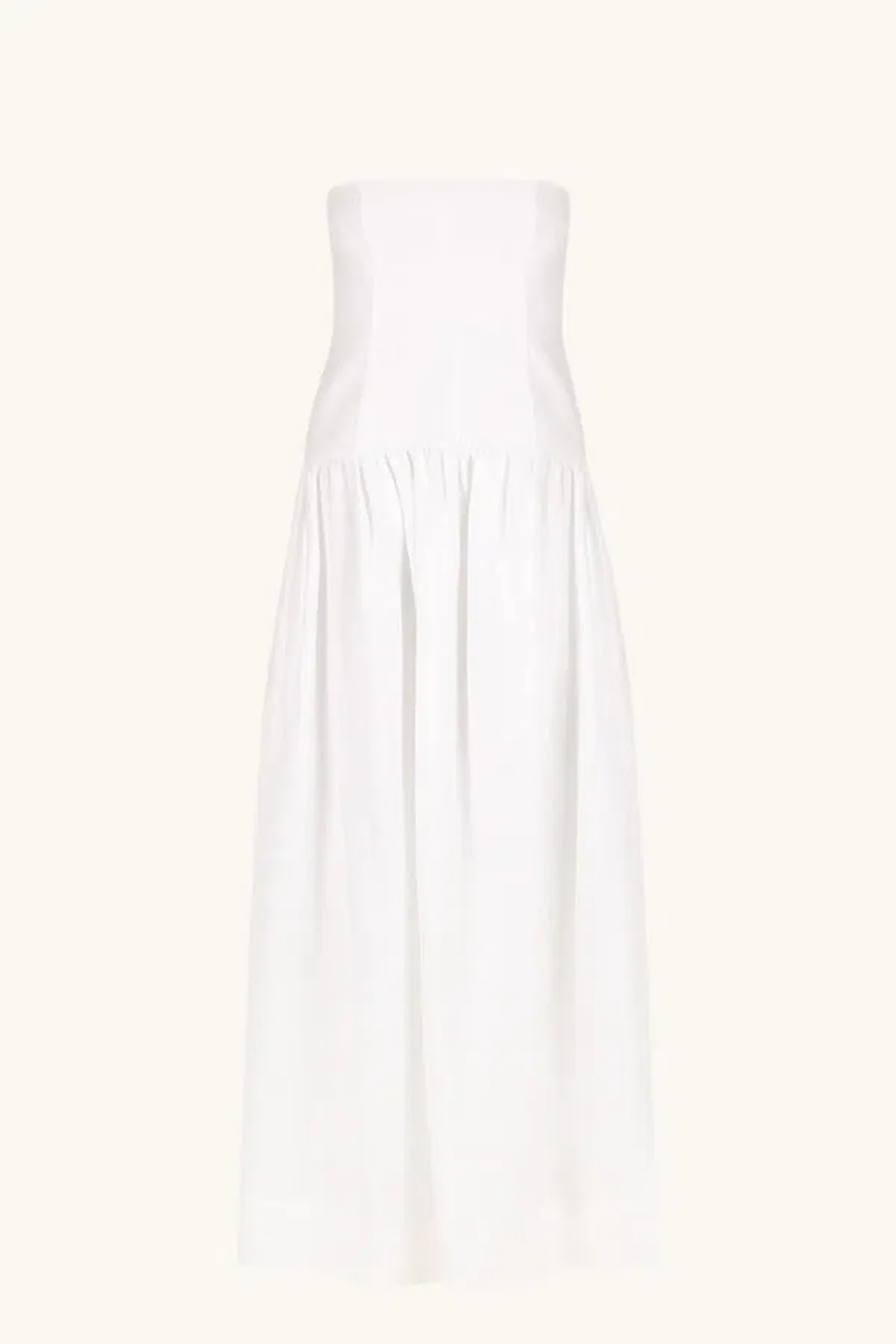 Shona Joy Blanc Linen Strapless Panelled Drop Waist Maxi Dress Ivory Size XS / AU 6 - Image 6