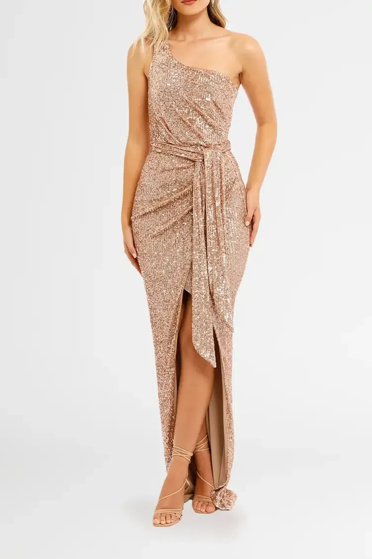 Nookie Palazzo Gown in Rose Gold Size 12 - Image 1