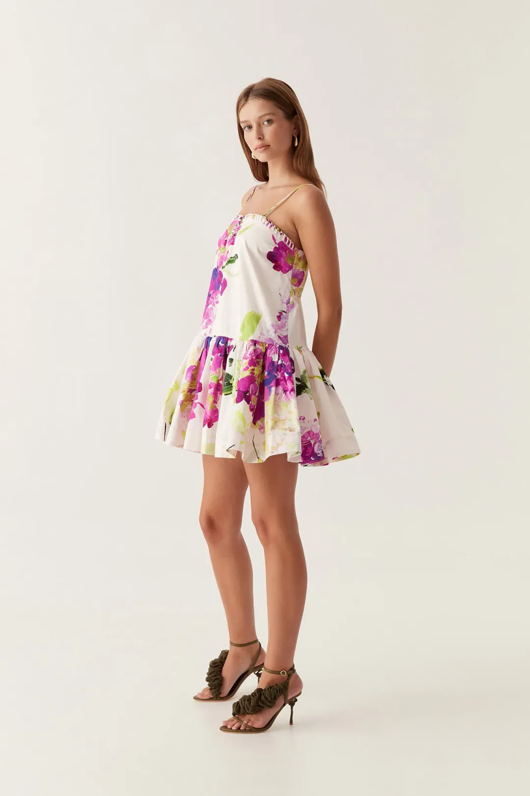 AJE Willow Sweetheart Mini Dress Wild Hyrdangea Size 6 for rent on The Volte - main image