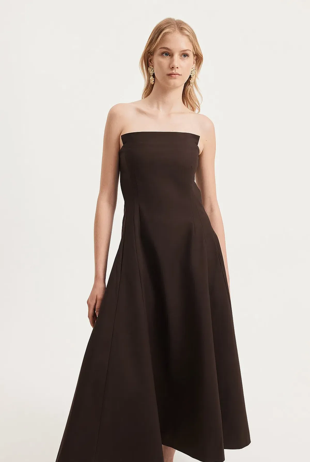 Country Road Strapless Fit and Flare Midi Dress Brown Size 10 - Image 4