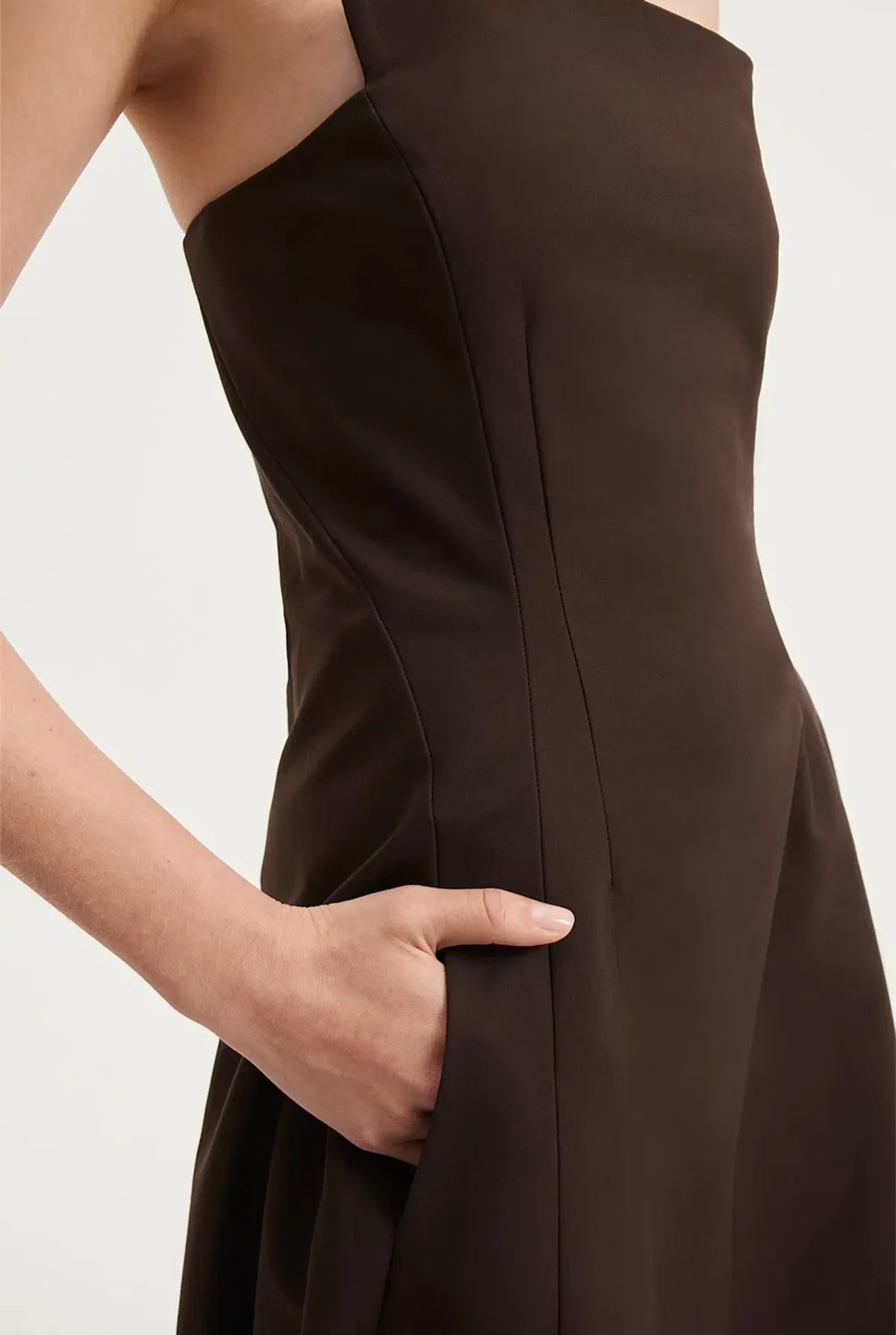 Country Road Strapless Fit and Flare Midi Dress Brown Size 10 - Image 5