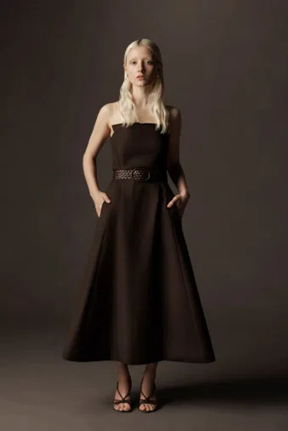 Country Road Strapless Fit and Flare Midi Dress Brown Size 10 - Image 6