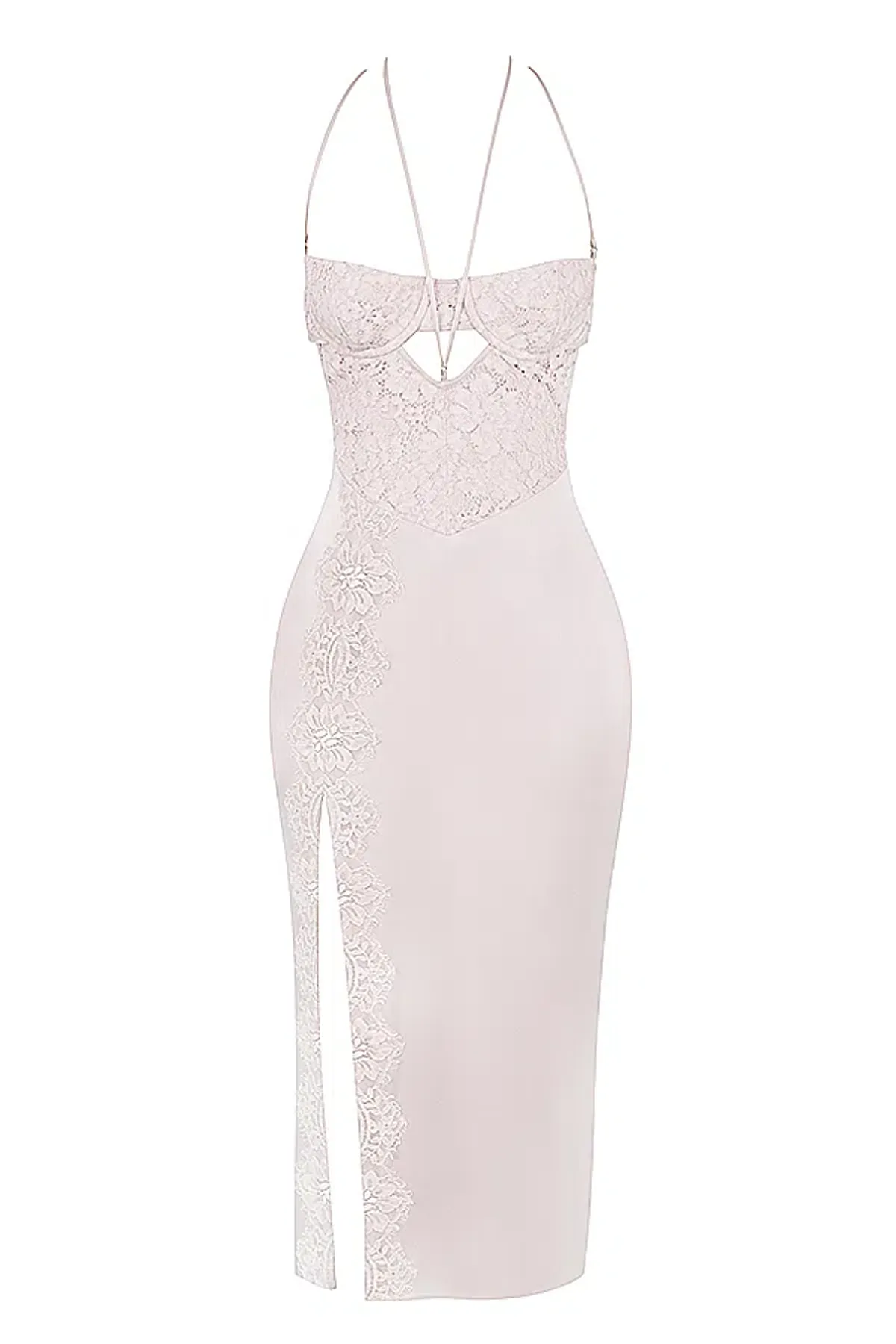 House of CB Georgia Crystal Satin and Lace Dress Pink Size S / AU 8 - Image 4